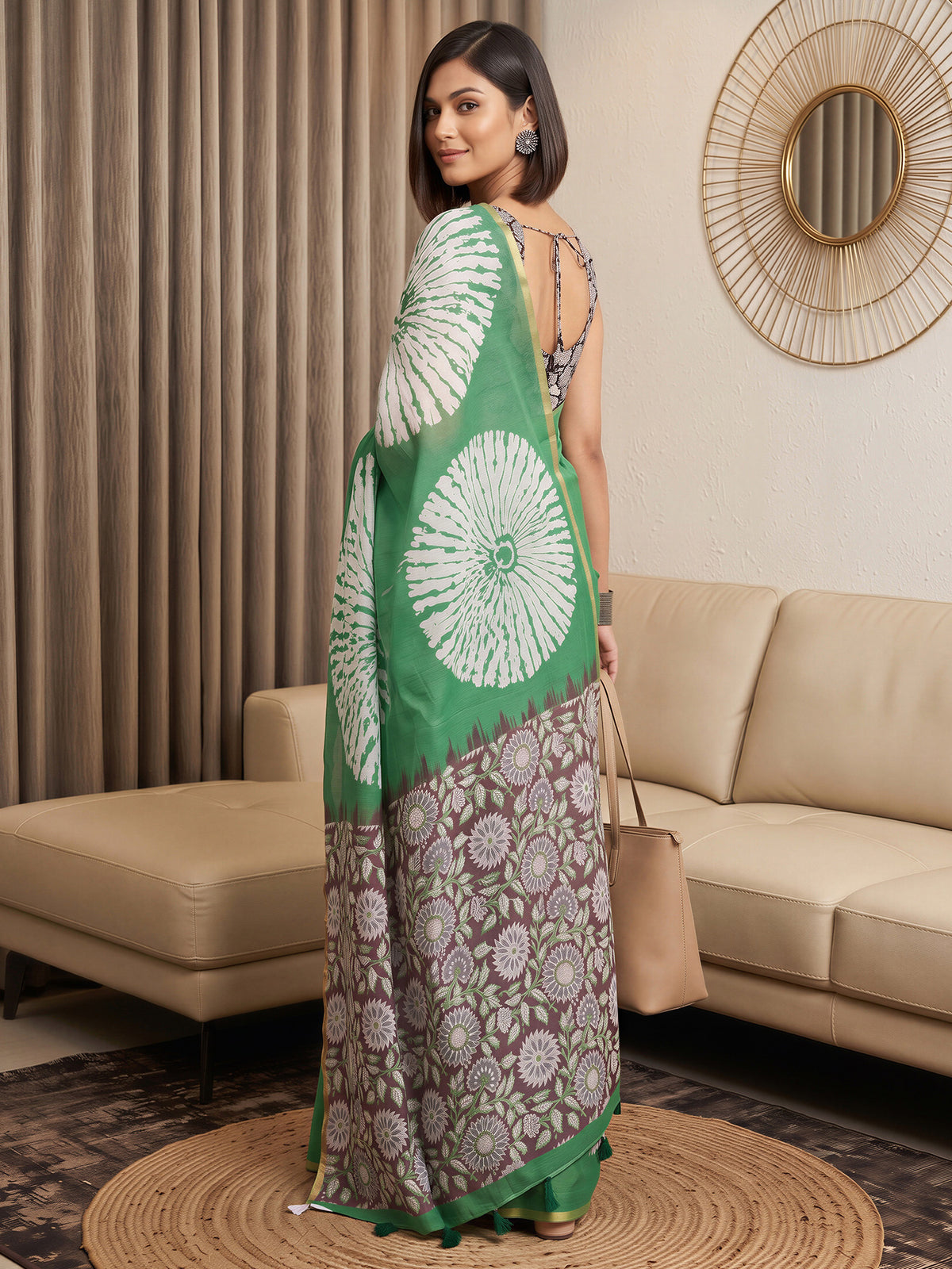 Light Green Cotton Blend saree – detail view 1
