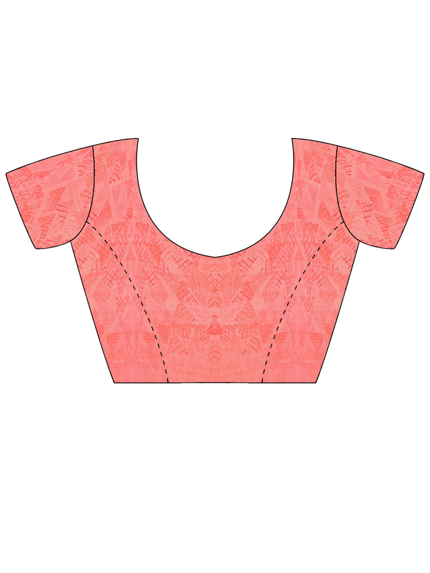 Unstitched peach cotton linen blouse piece with abstract design