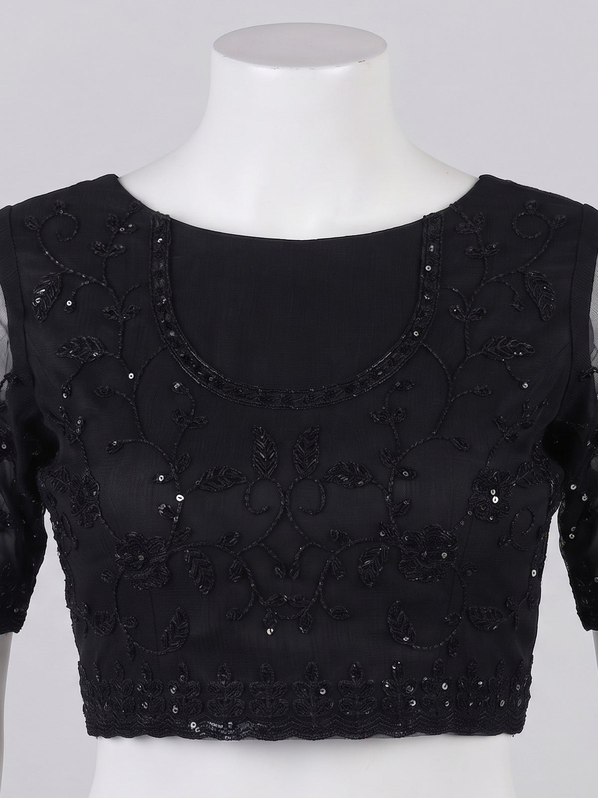 Black Georgette saree – detail view 2