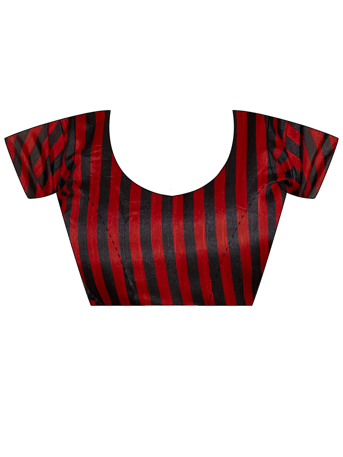 Unstitched red bhagalpuri silk blouse piece with striped design