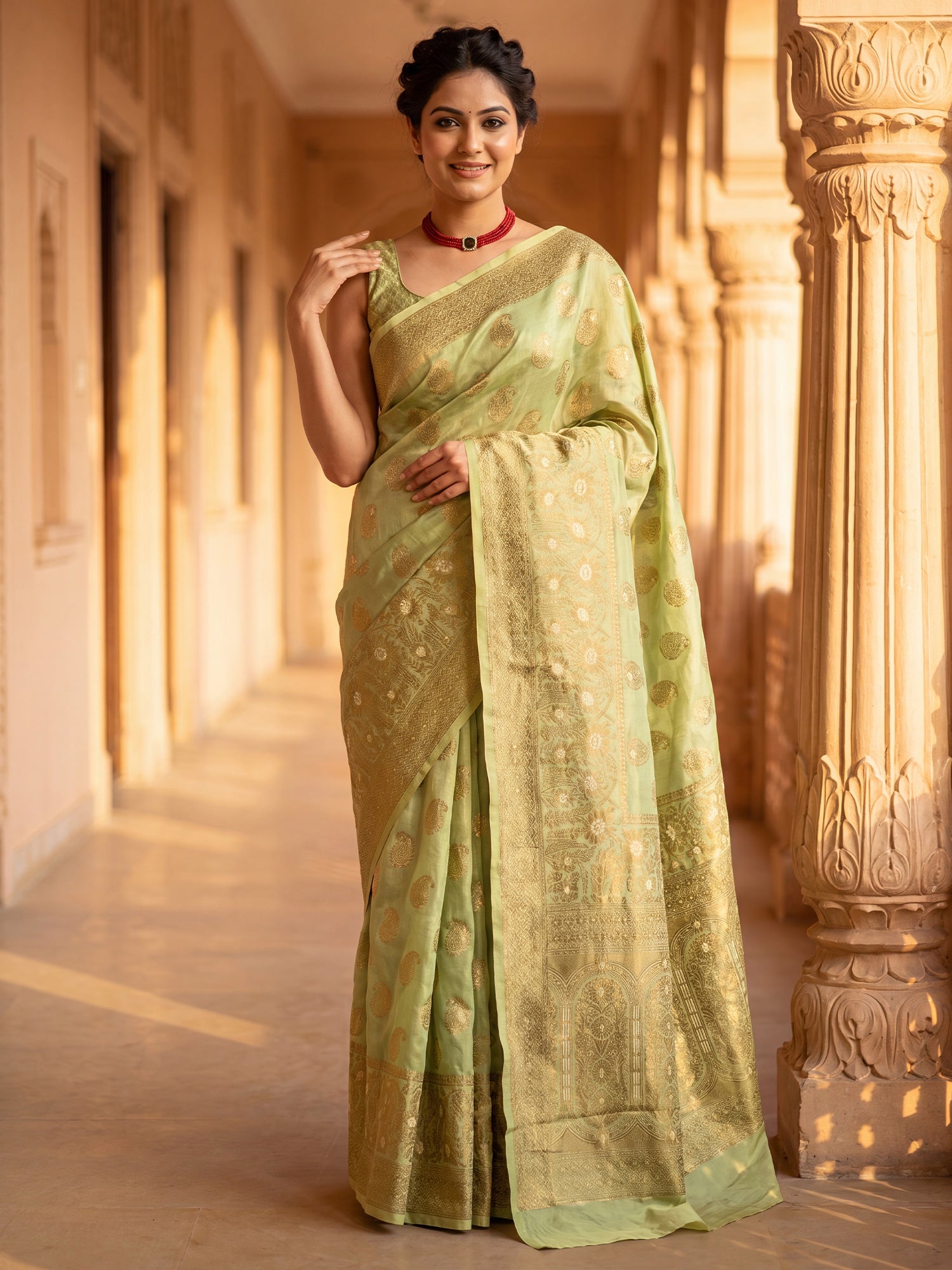 Light Green Silk Blend saree – detail view 3