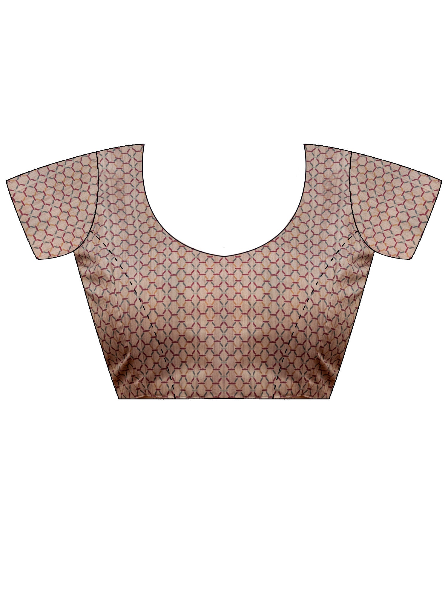 Unstitched beige silk blend blouse piece with ethnic motif design