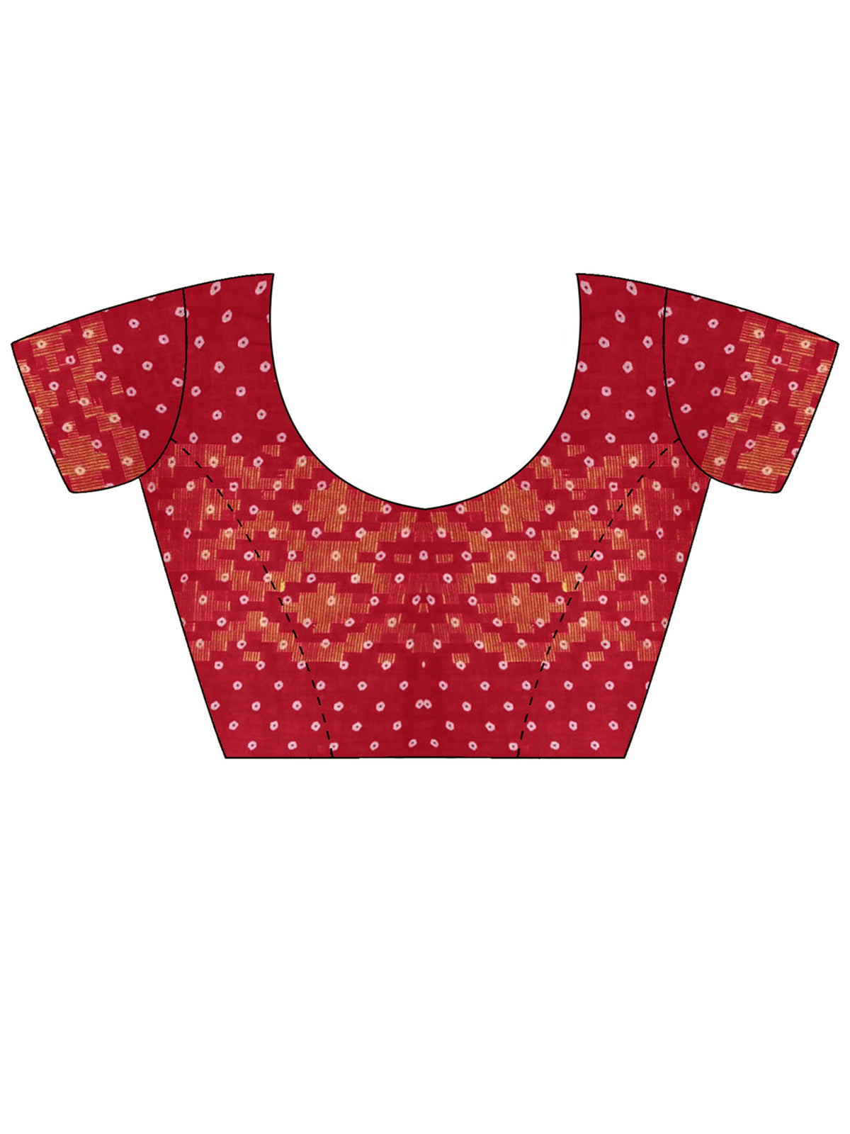 Unstitched pink cotton blouse piece with bandhani design