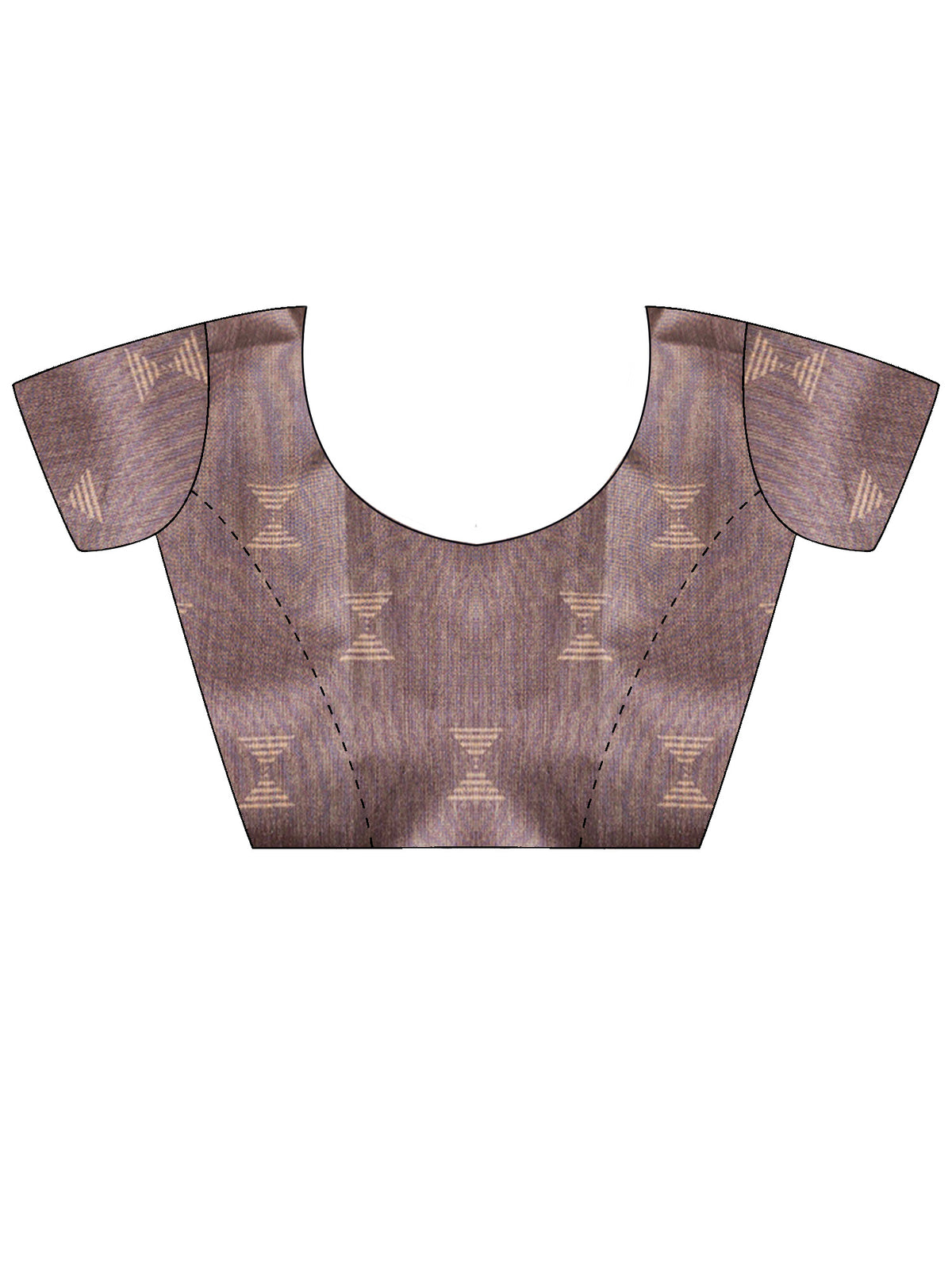 Unstitched mauve silk cotton blouse piece with geometric design