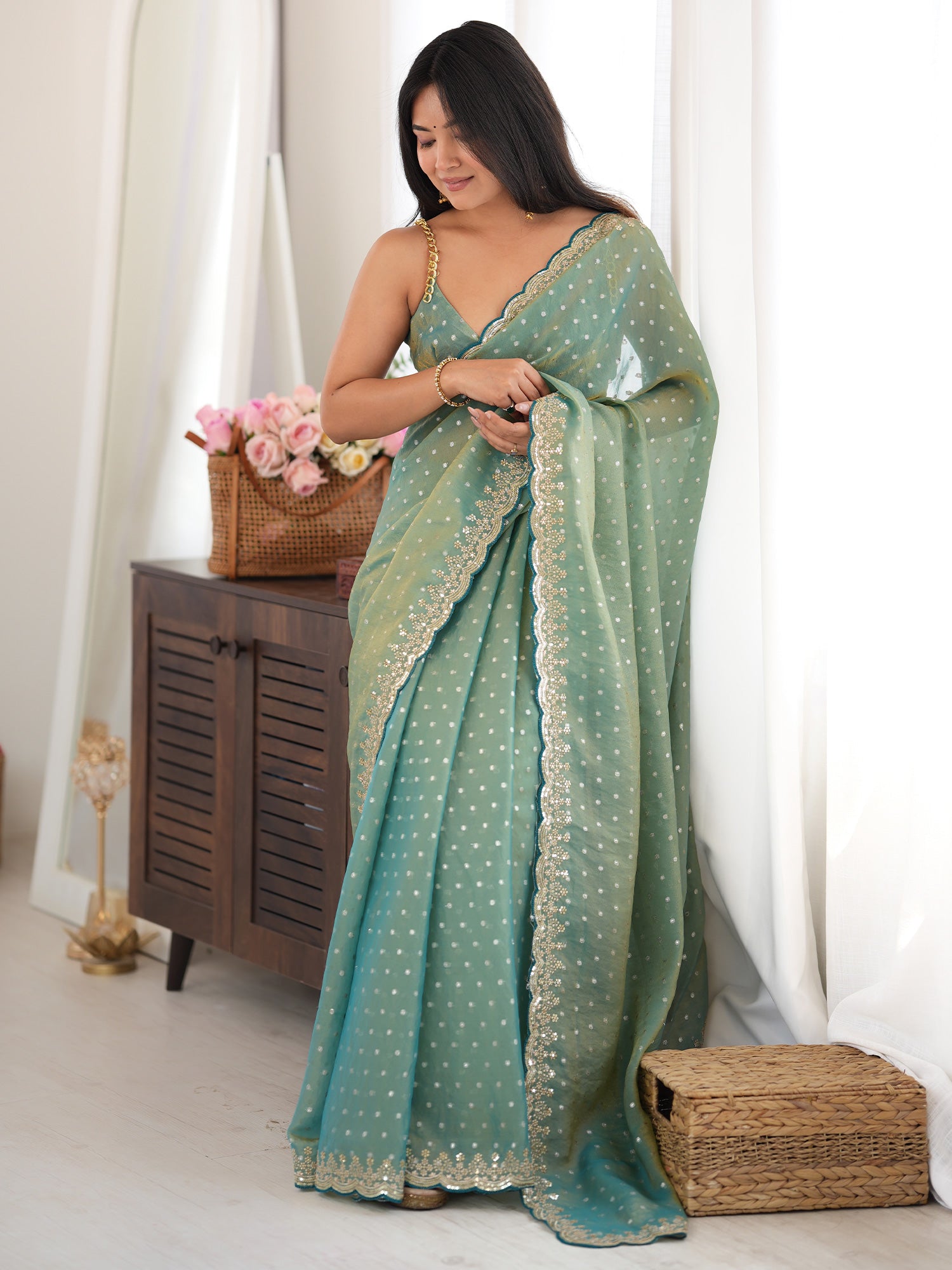 Light Blue Silk Blend saree – detail view 1