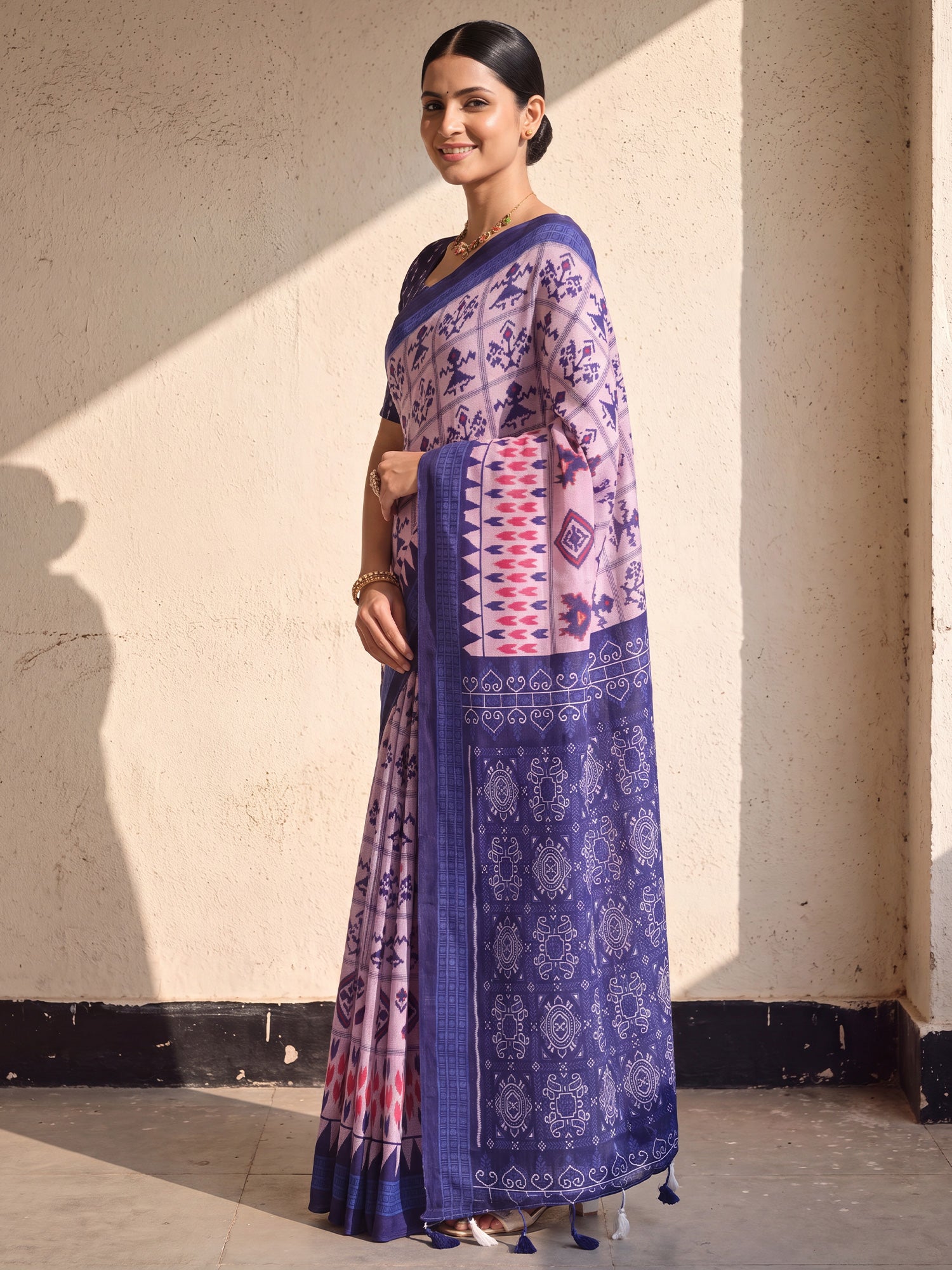 Blue Cotton saree – detail view 2