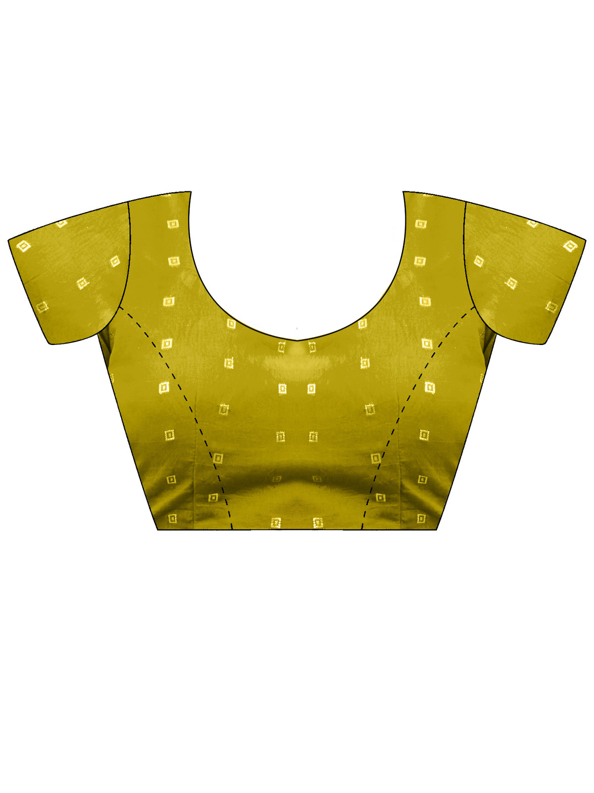 Unstitched olive chiffon blouse piece with zari butta design