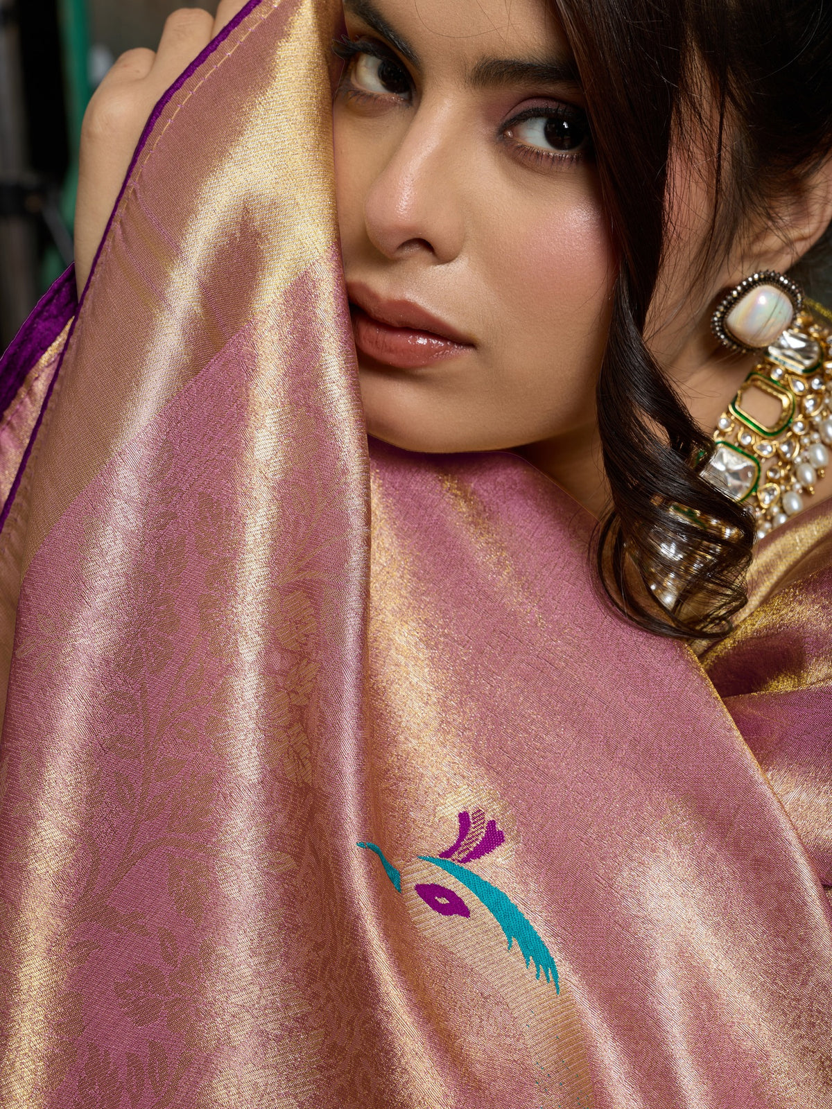 Lavender Banarasi Silk saree – detail view 1