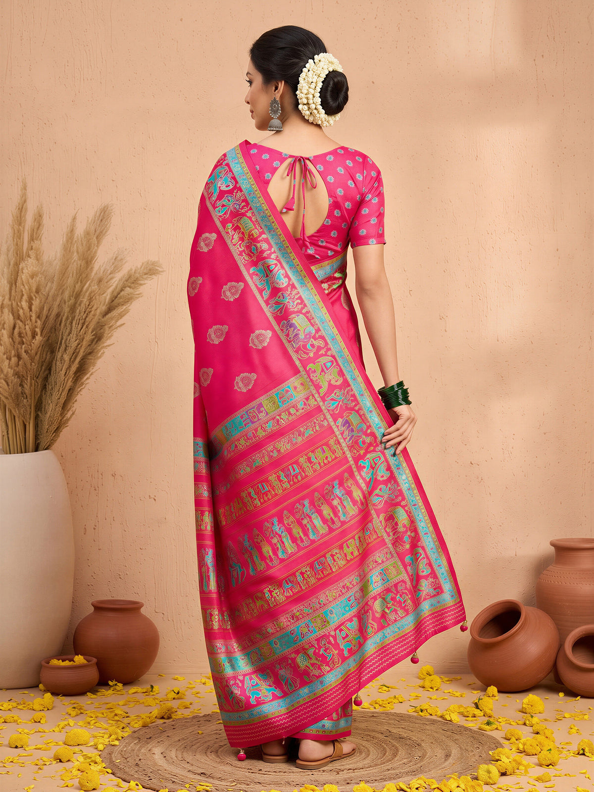 Pink Silk Blend saree – detail view 1