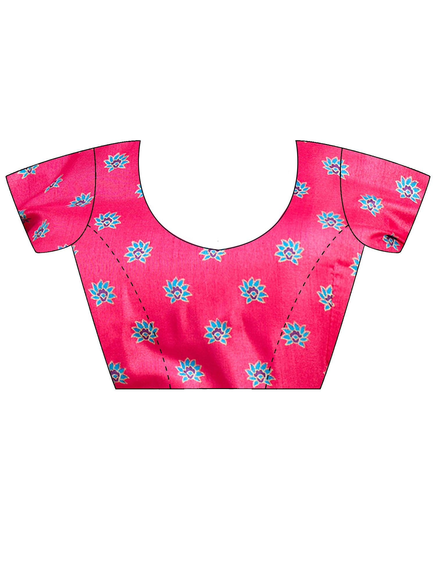 Unstitched pink silk blend blouse piece with ethnic motif design