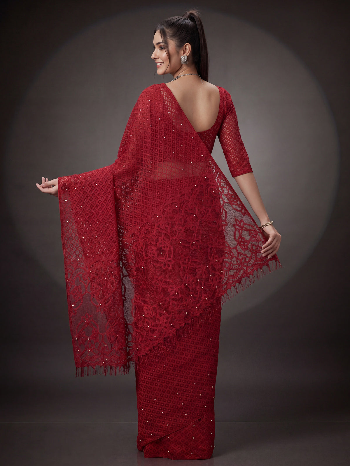 Red Brasso saree – detail view 1