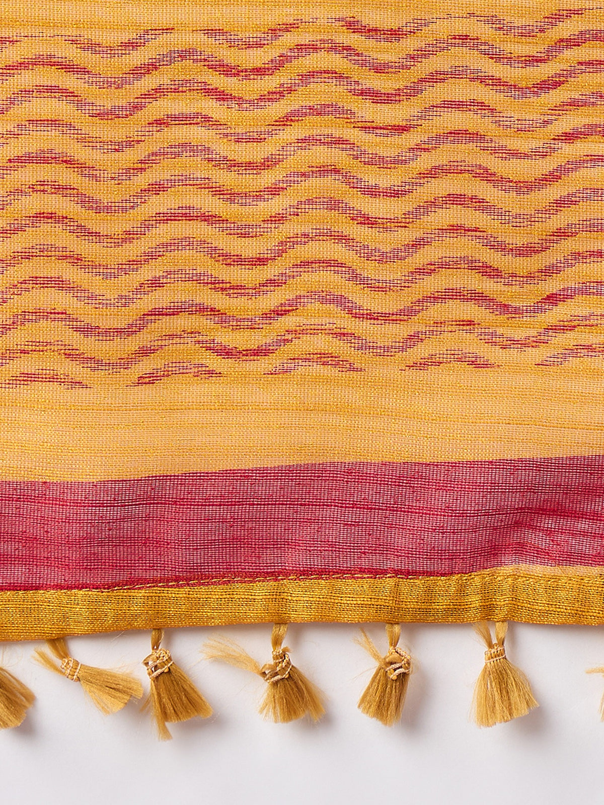 Mustard cotton slub saree view 7