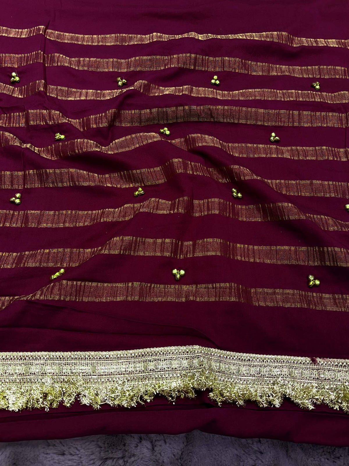 Wine soft silk saree view 5