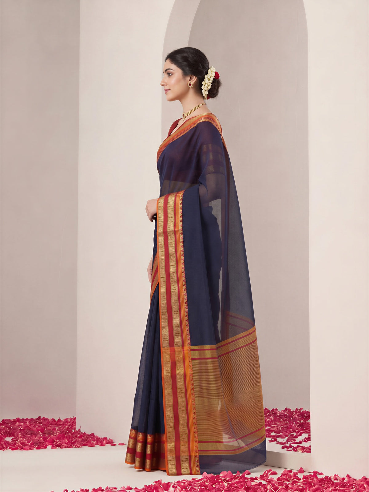 Black kota doria cotton saree view 4