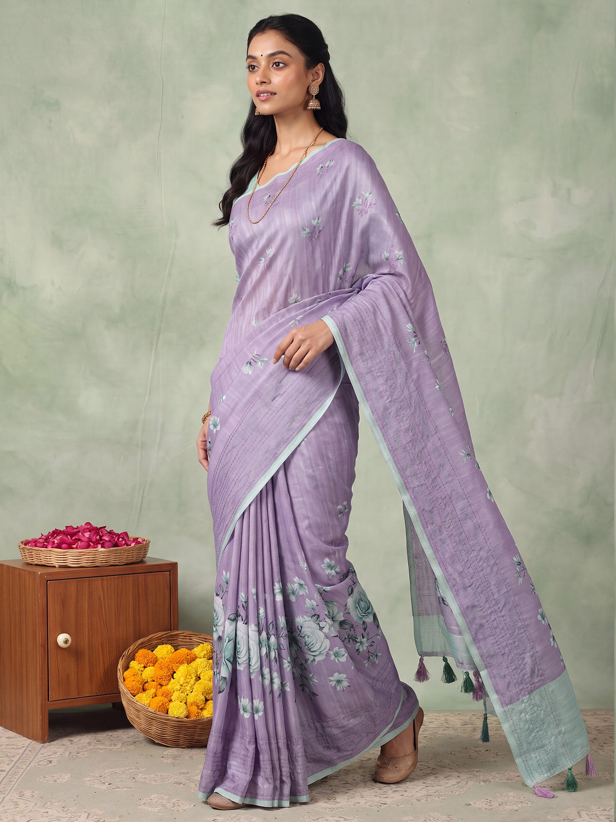 Lavender Silk Blend saree – detail view 3