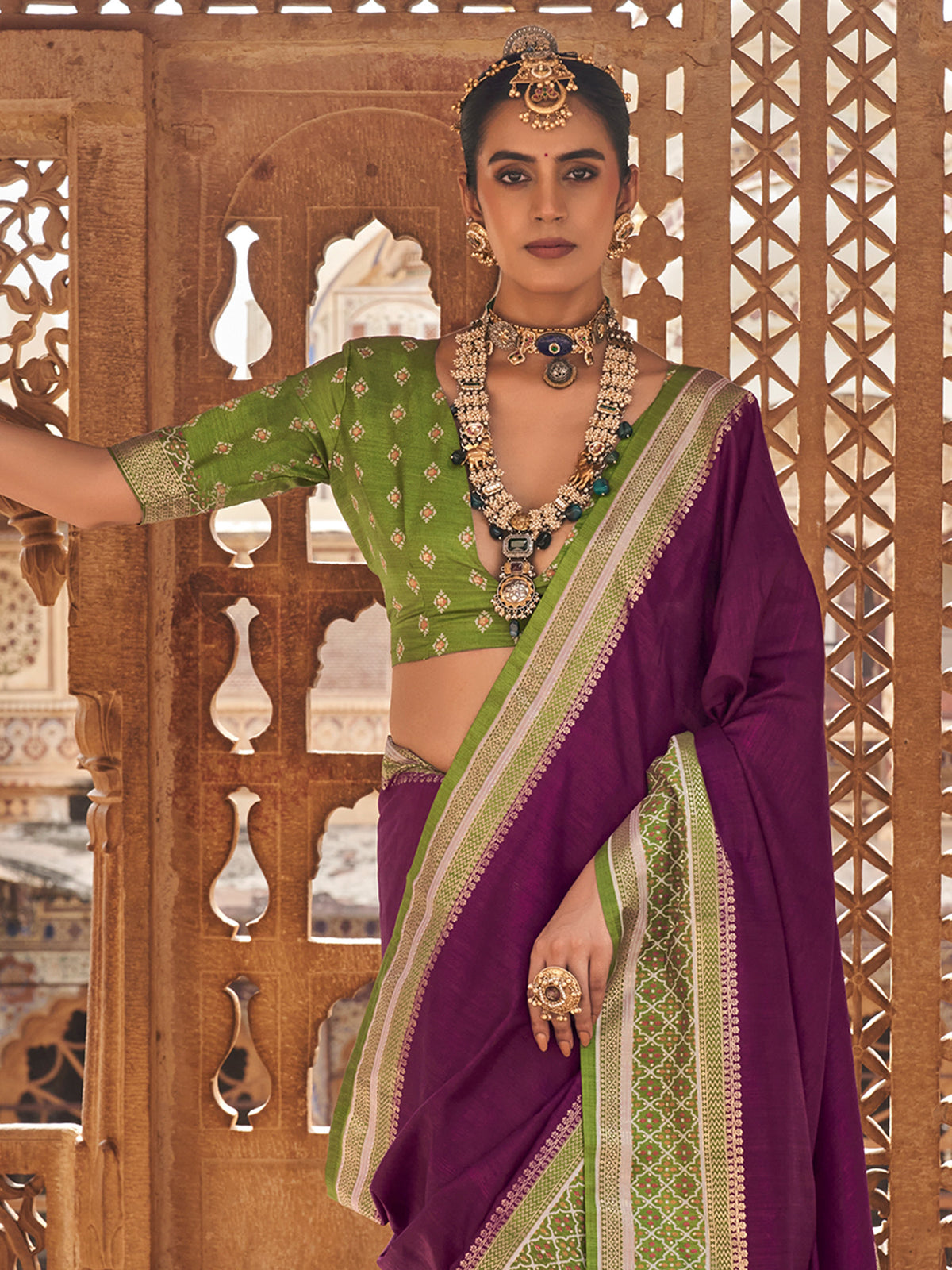 Purple Silk Blend saree – detail view 2