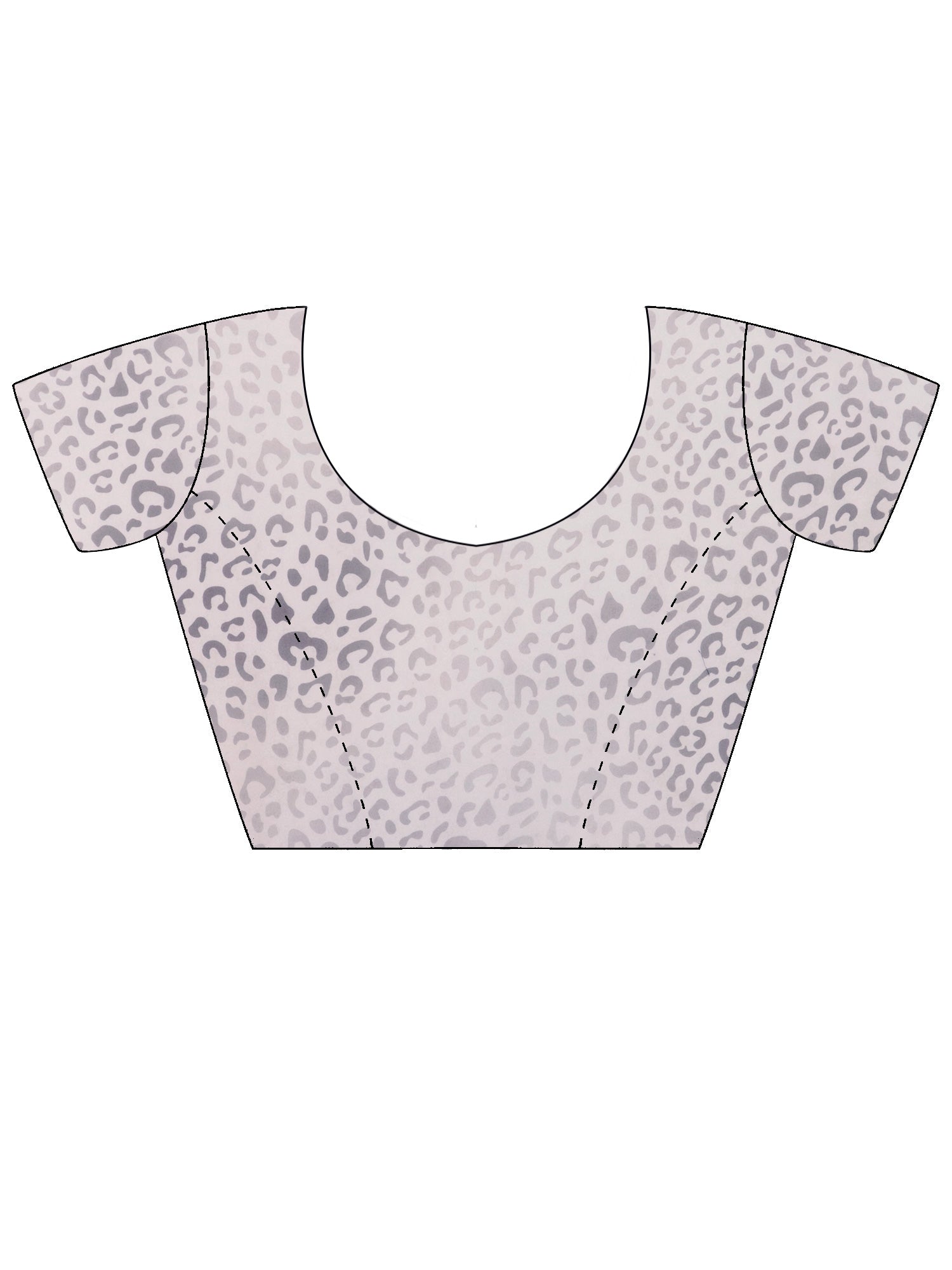 Unstitched white organza blouse piece with leopard design