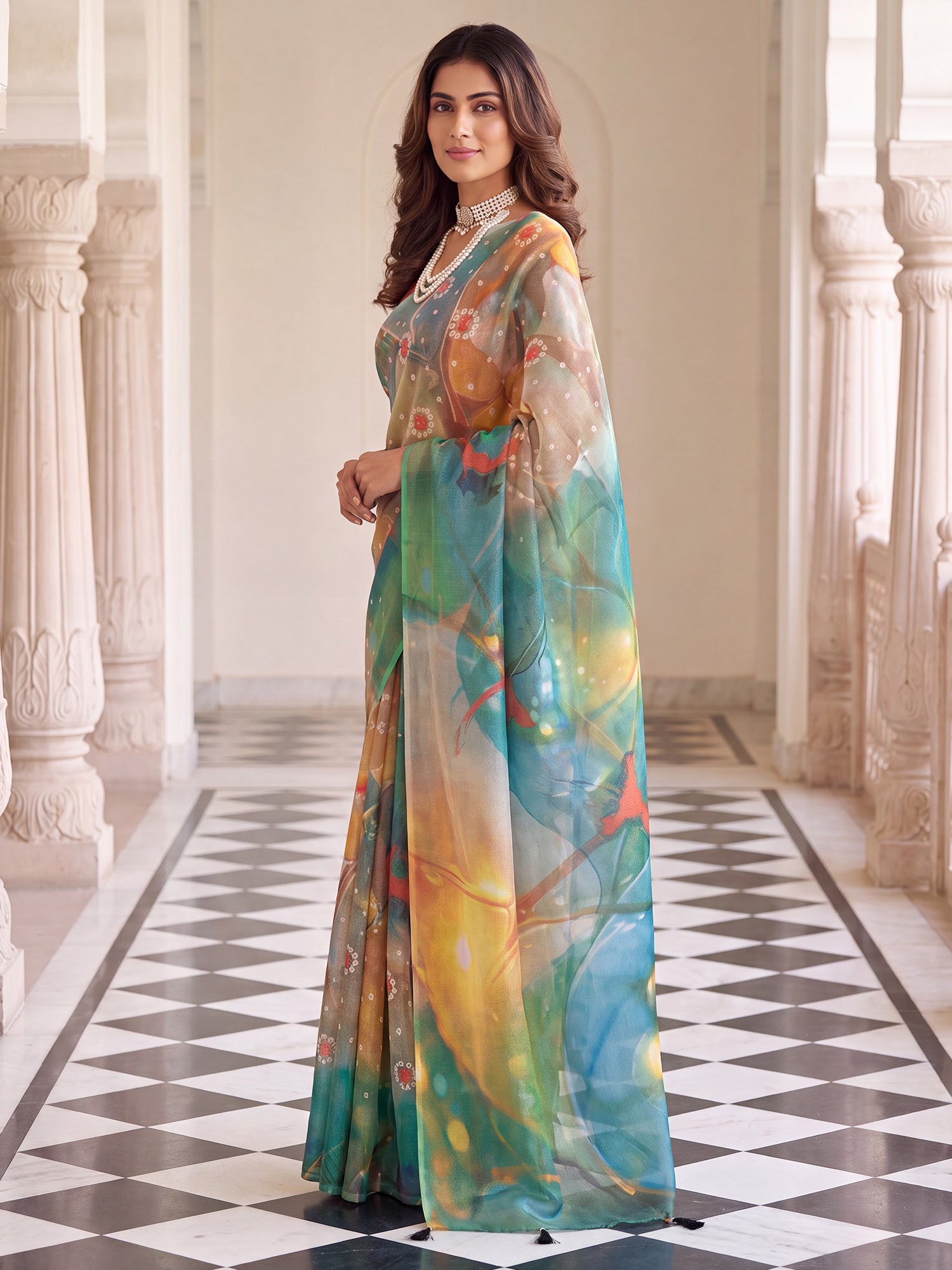 Multicolored Cotton Silk saree – detail view 2