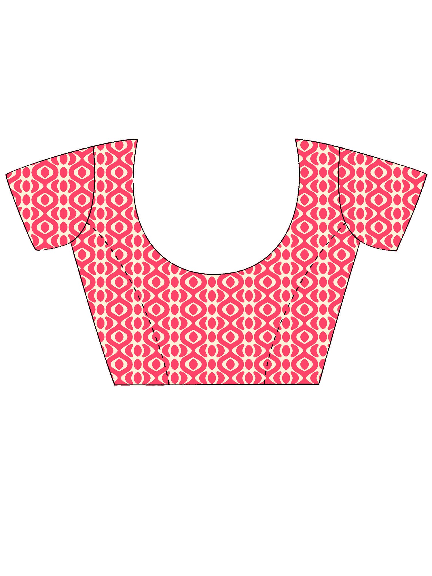 Unstitched pink bhagalpuri silk blouse piece with bagru print design