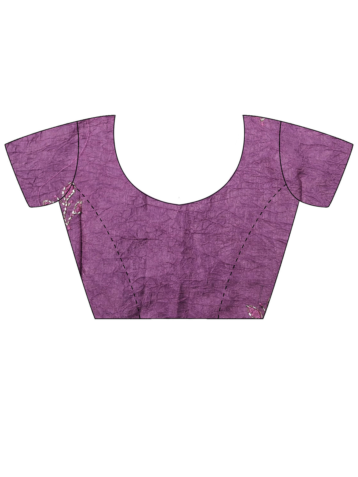 Unstitched lavender poly georgette blouse piece with embellished design