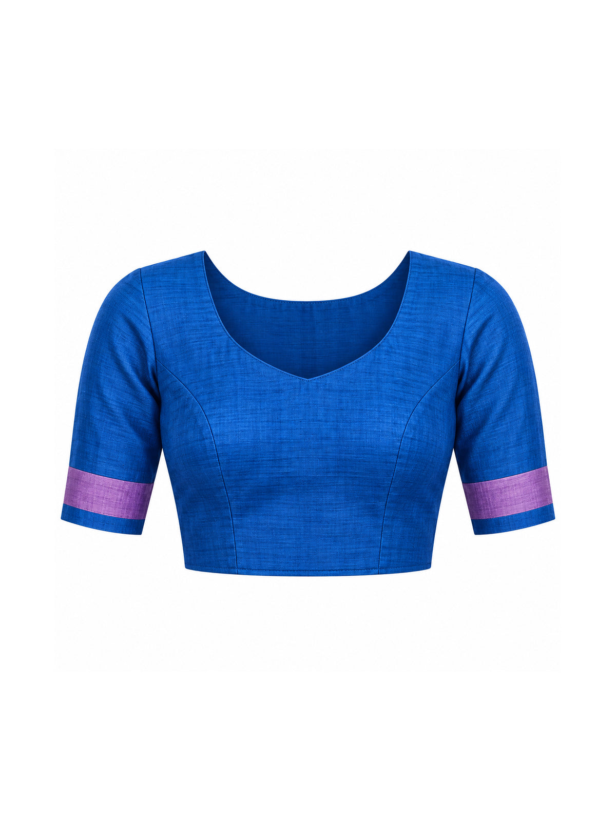 Unstitched blue soft silk blouse piece with solid design