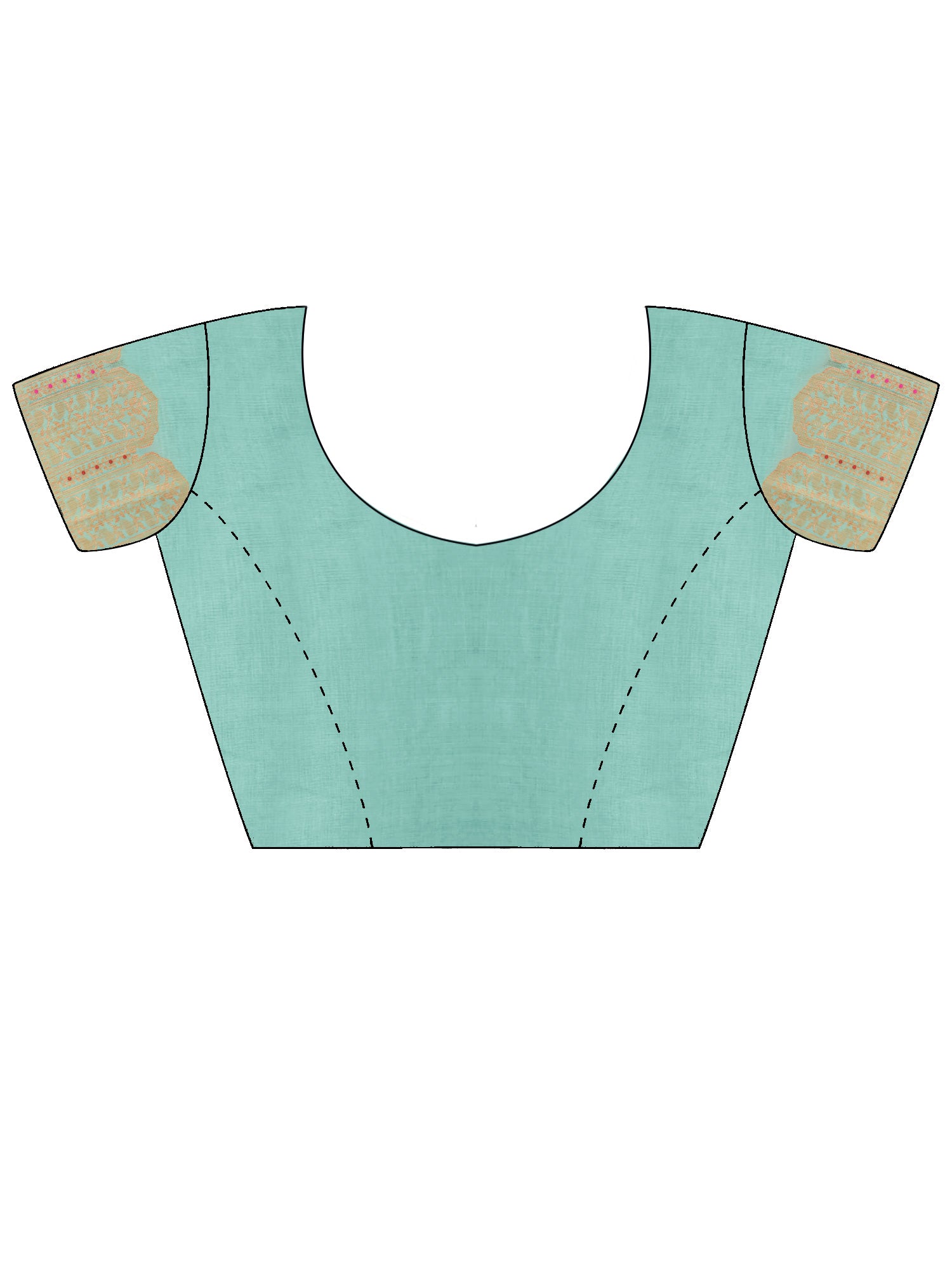 Unstitched light blue silk blend blouse piece with woven design design