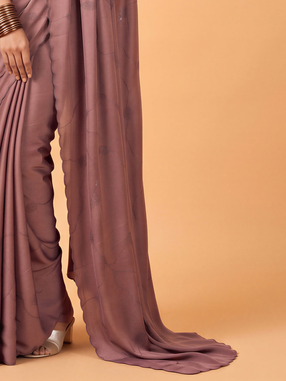Mauve Satin Silk saree – detail view 5