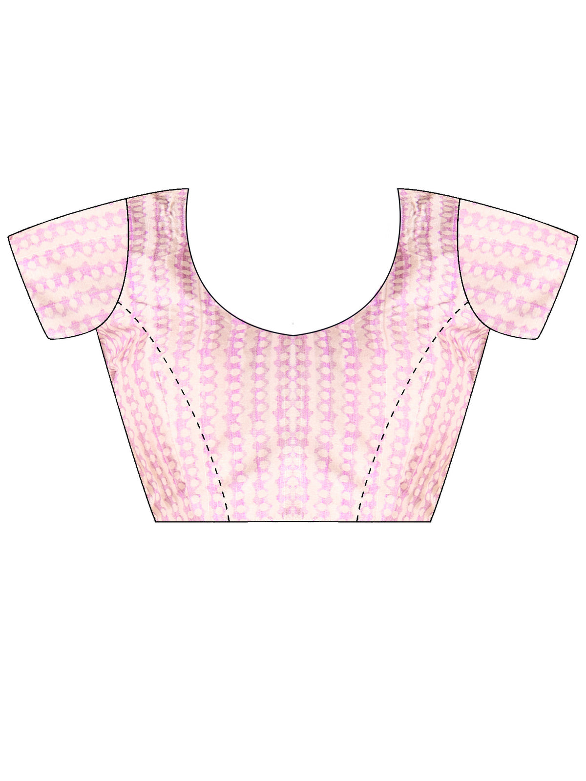 Unstitched lavender silk blend blouse piece with geometric design