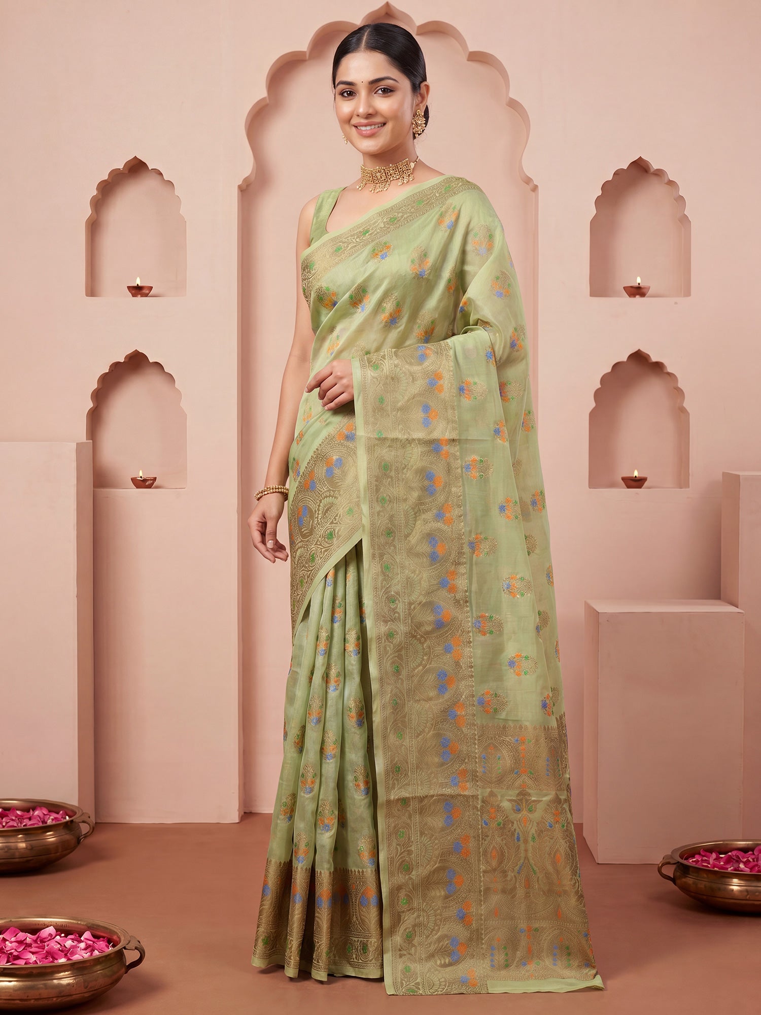 Light Green Silk Blend saree – detail view 3