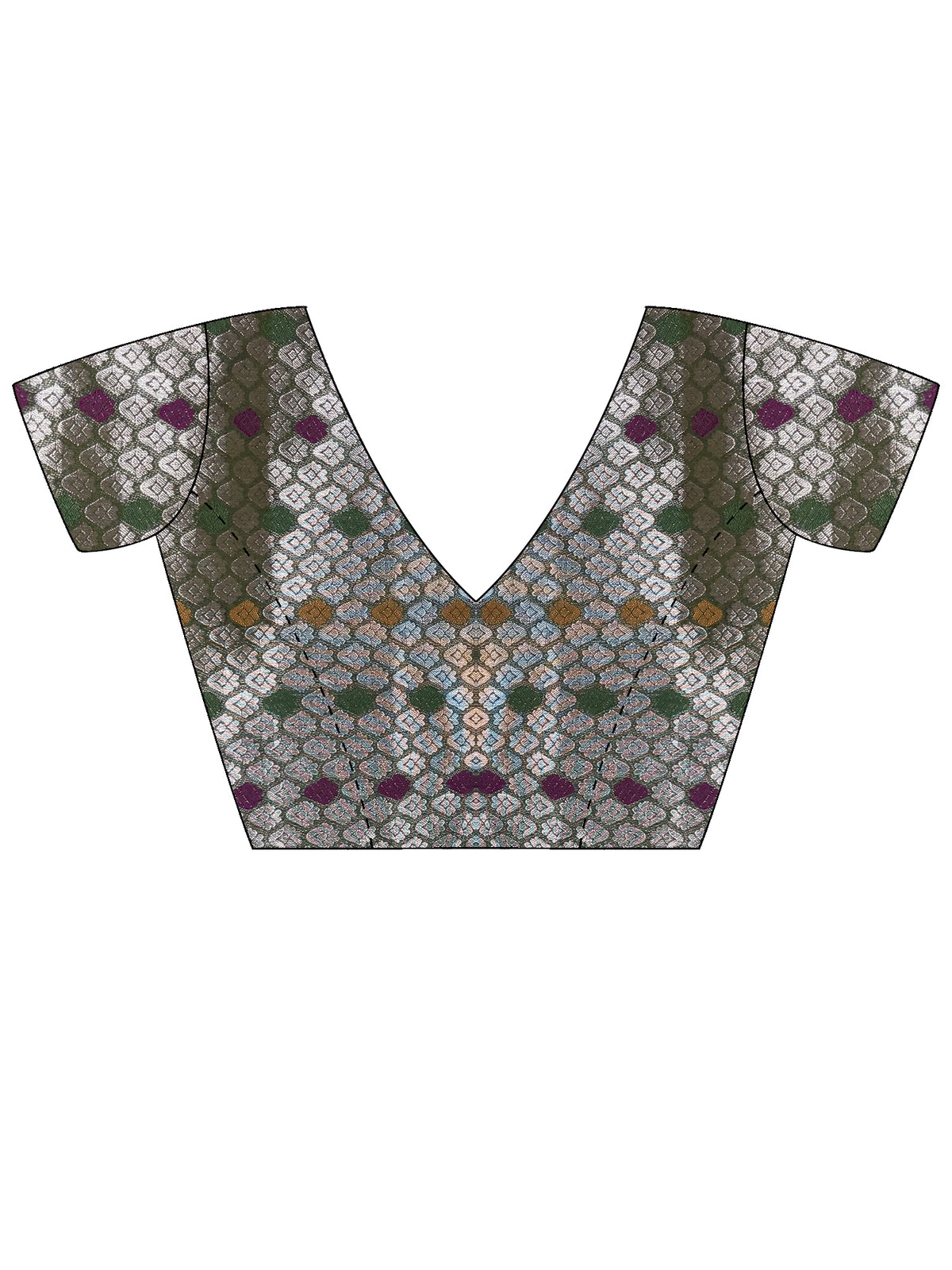 Unstitched red  blouse piece with woven design design