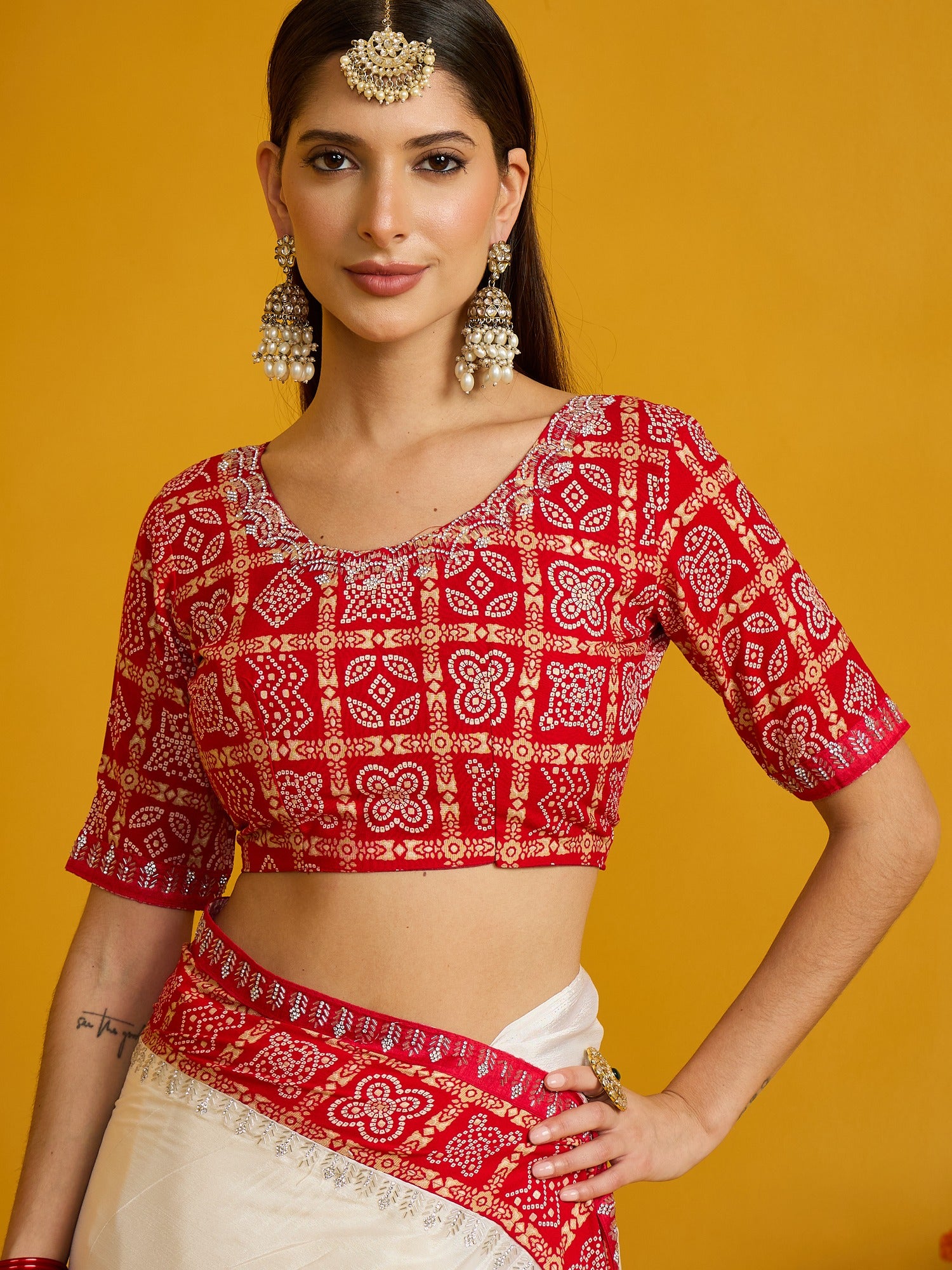 White Silk Blend saree – detail view 5