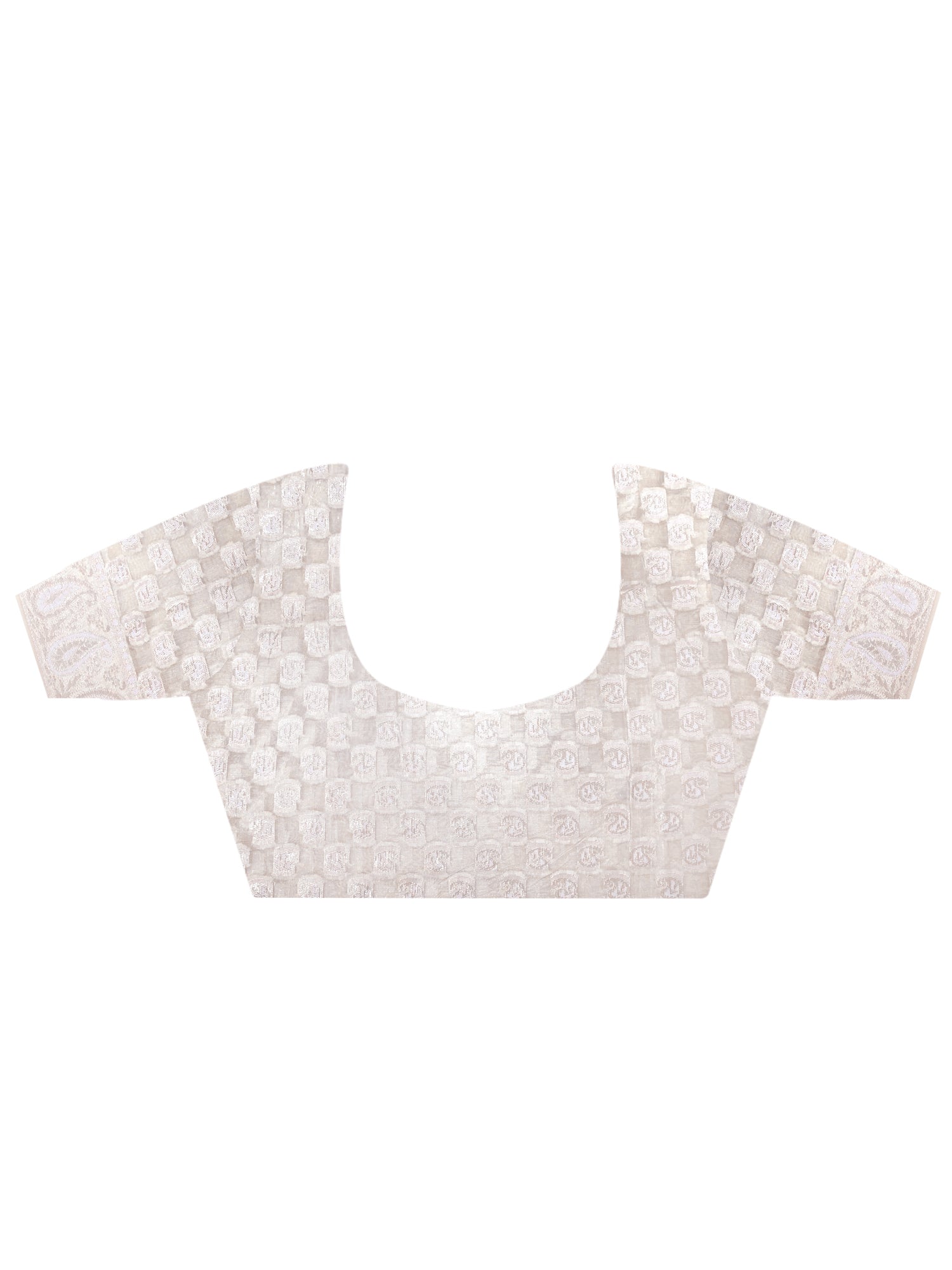 Unstitched cream organza blouse piece with ethnicmotif design