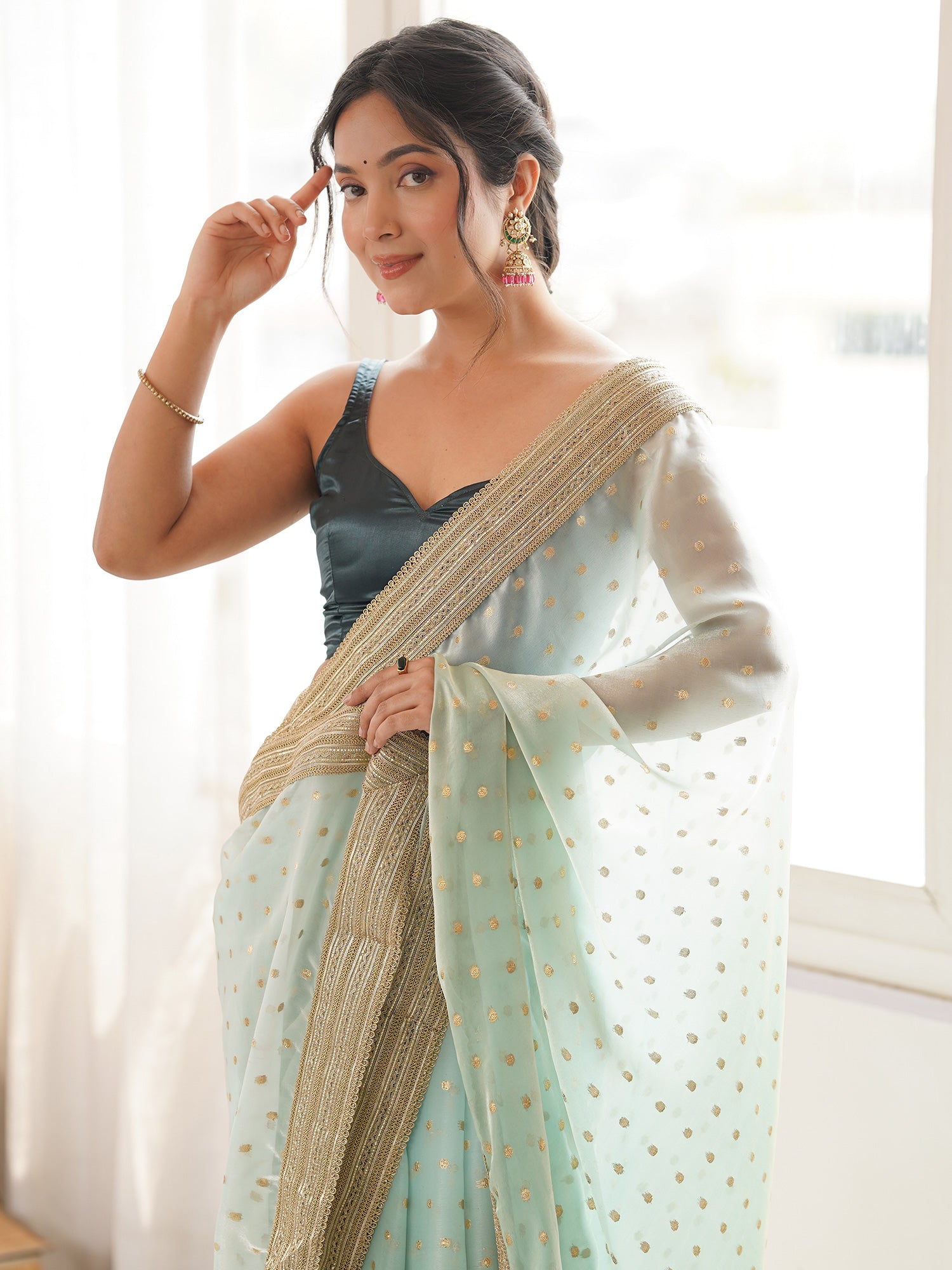 Light Blue Silk Blend saree – detail view 4