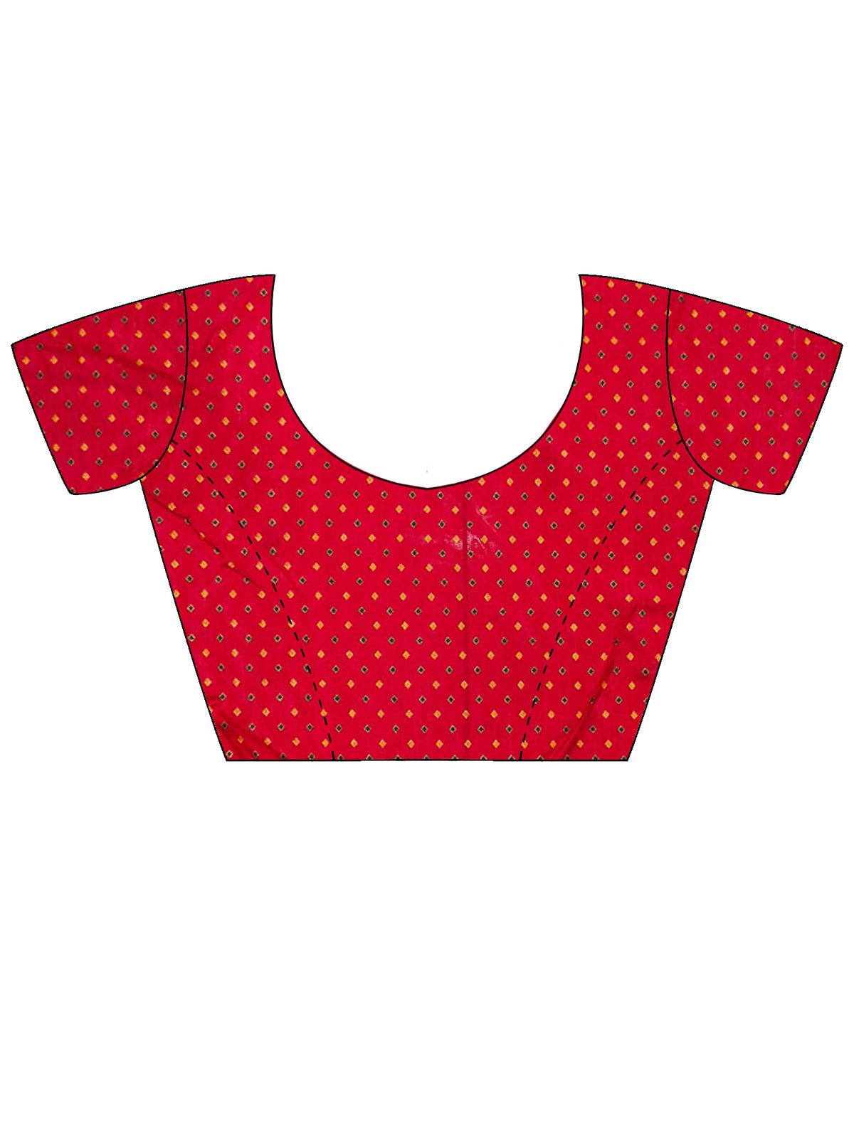 Unstitched red silk blend blouse piece with ethnic motif design
