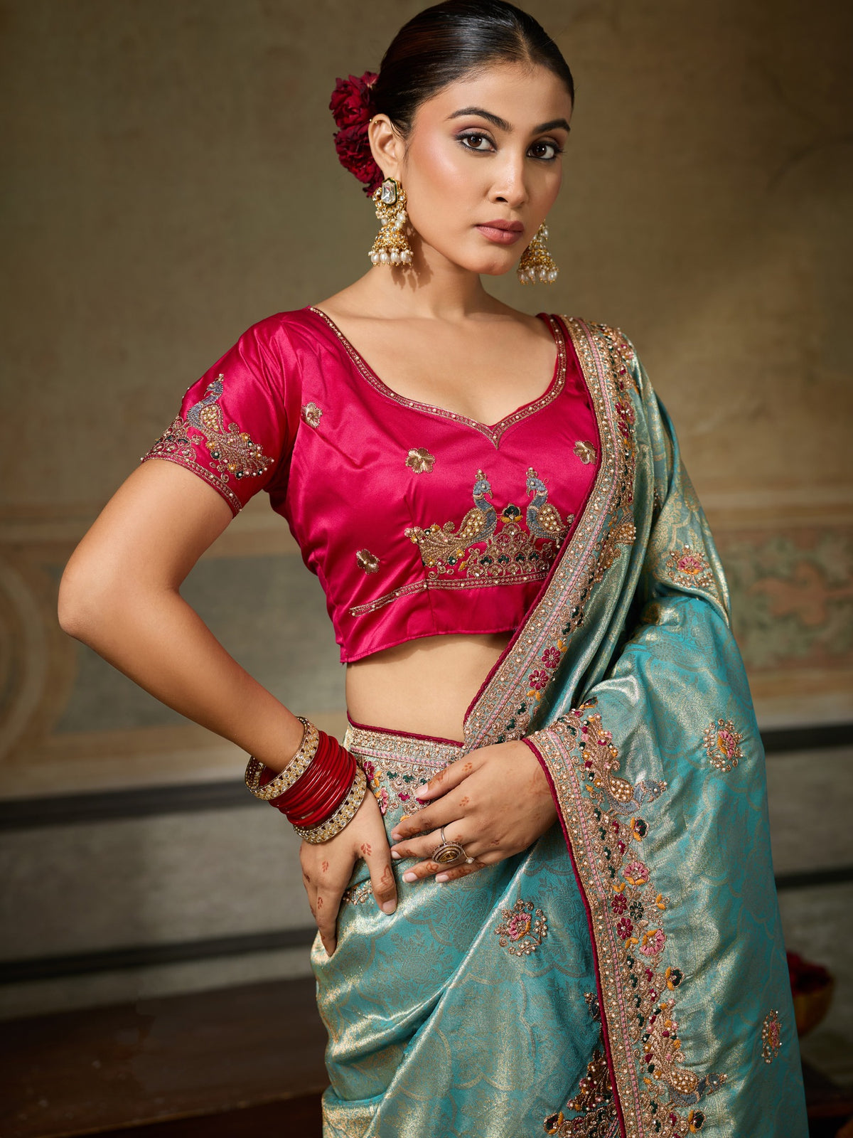 Light Blue Silk Blend saree – detail view 2