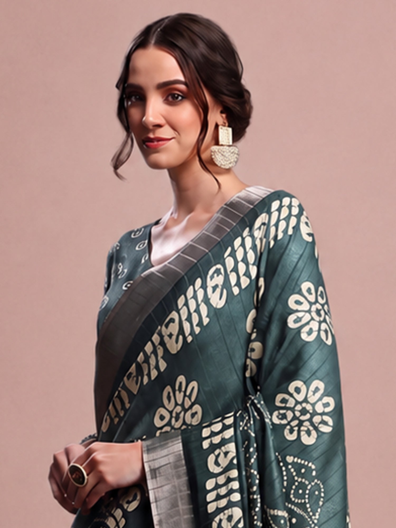 Sea Green Silk Blend saree – detail view 4