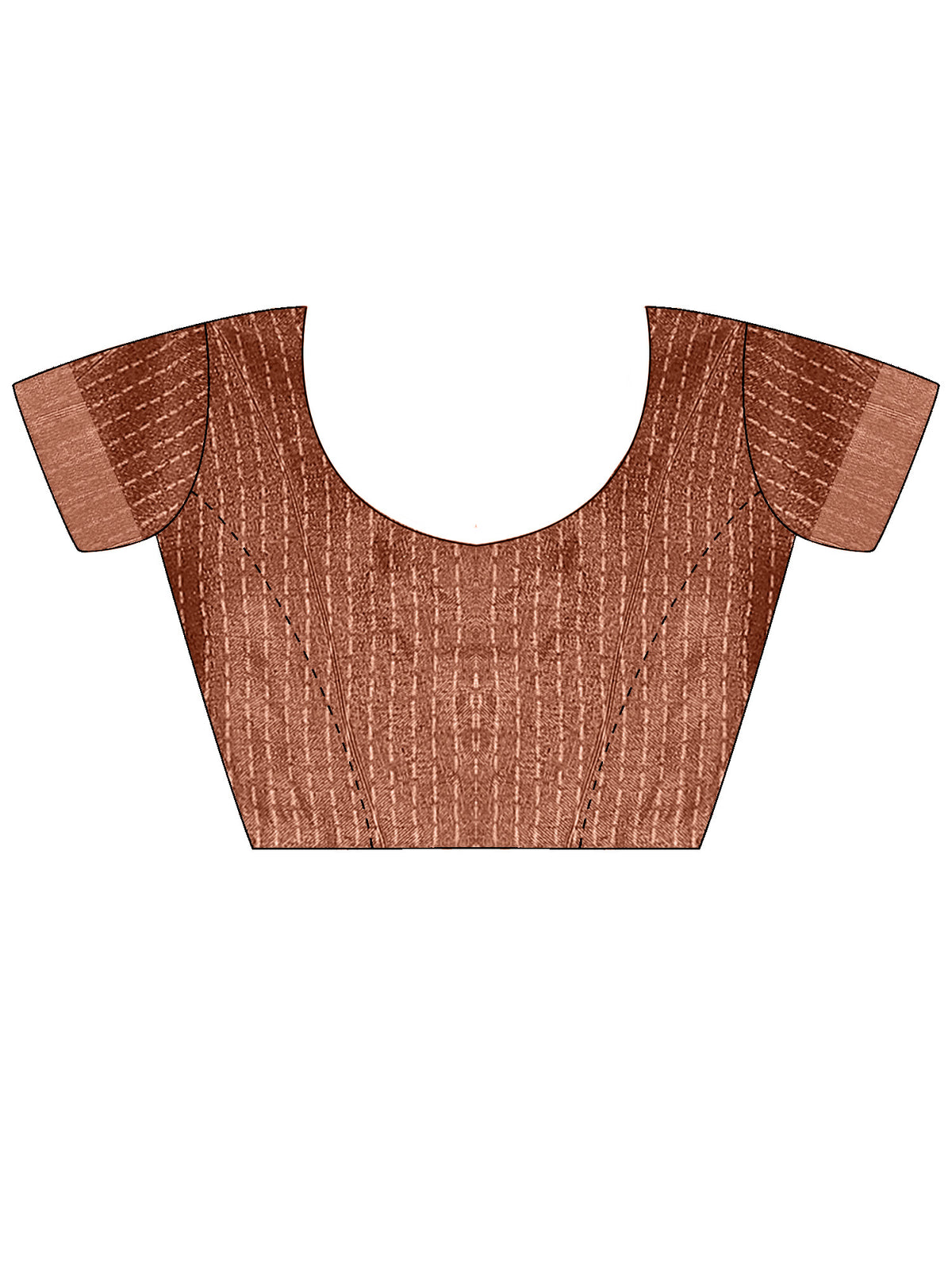 Unstitched brown cotton silk blouse piece with ethnic motif design