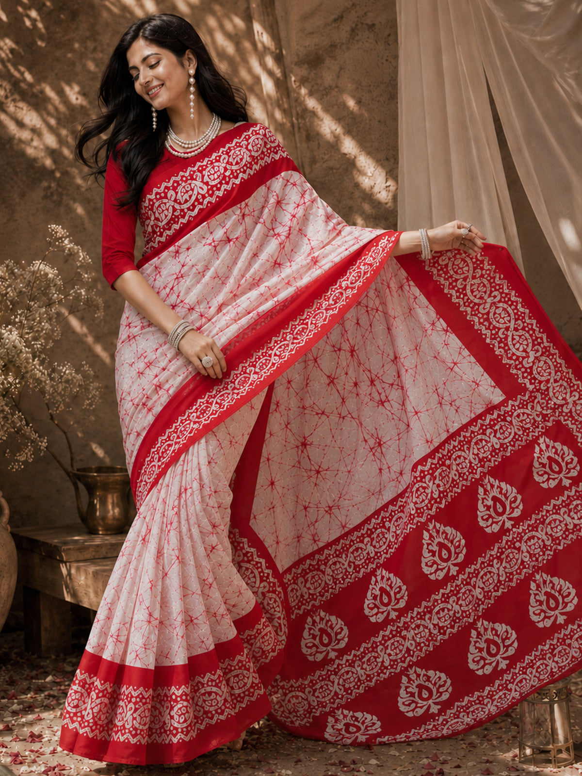 Off White Bhagalpuri Silk saree – detail view 2