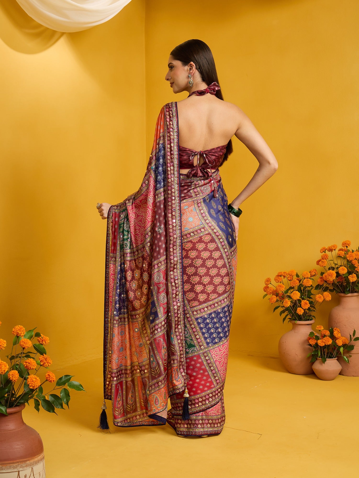 Multicolored Silk Blend saree – detail view 6