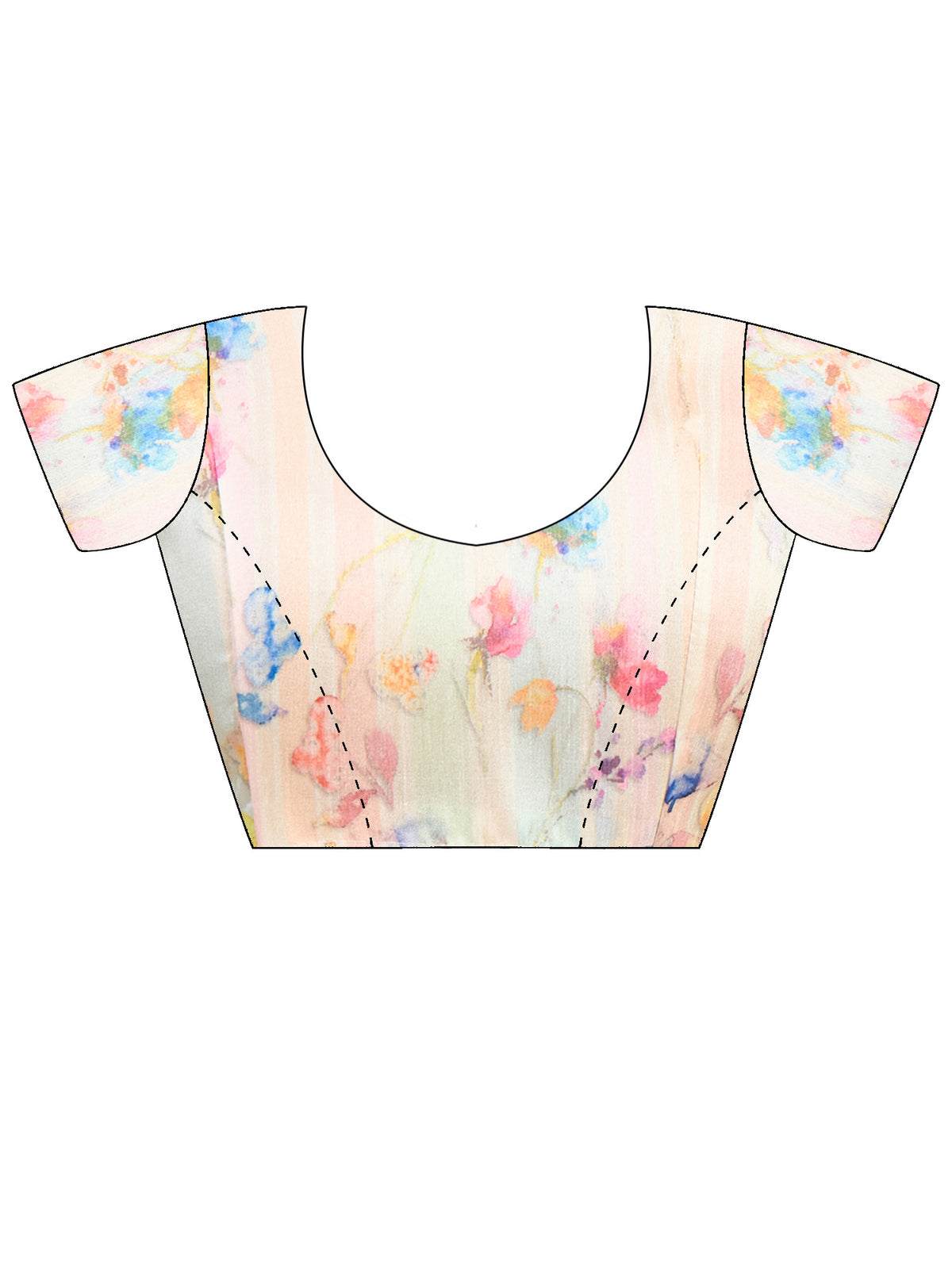 Unstitched off white silk cotton blouse piece with botanical design