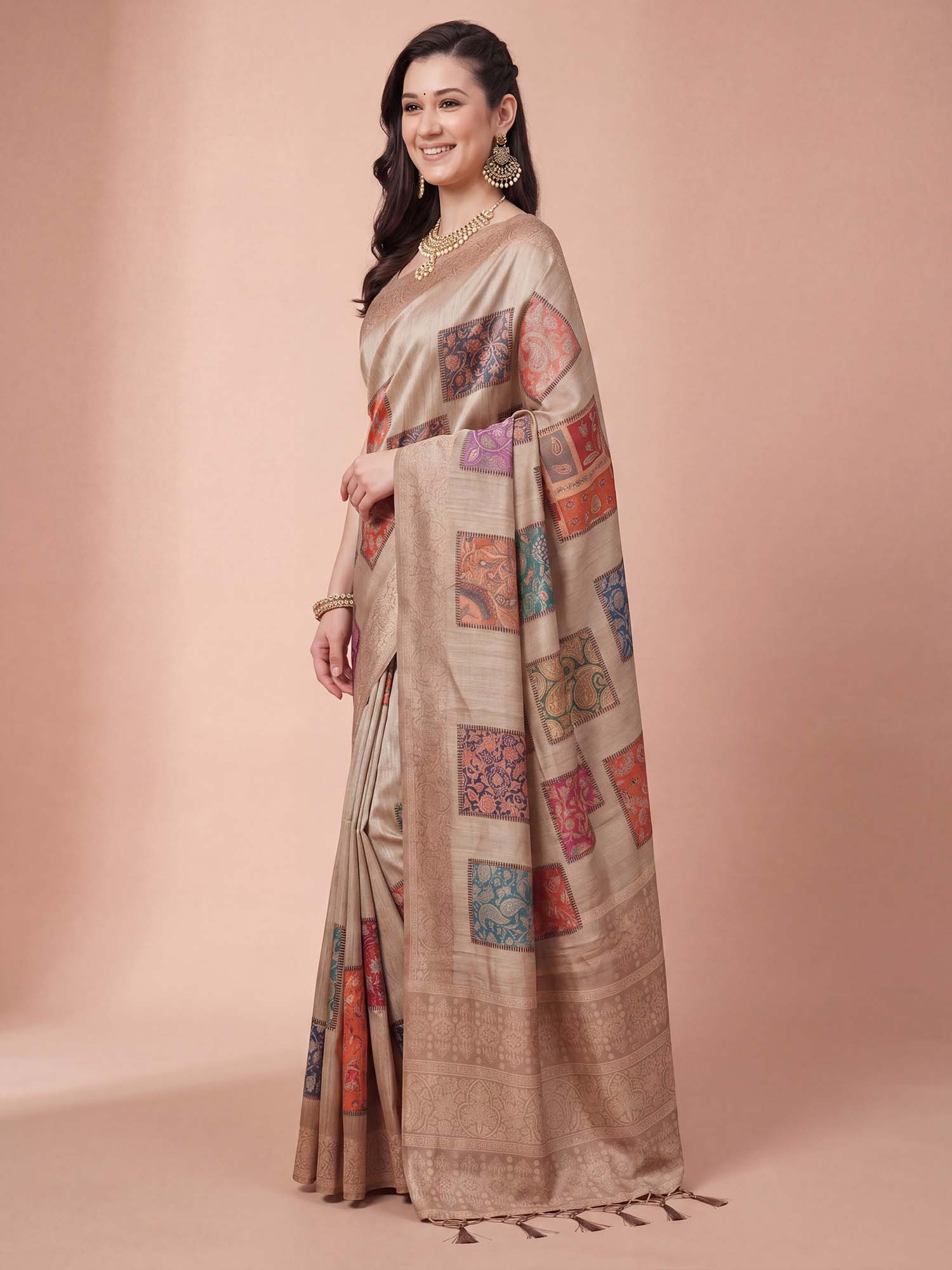 Beige Cotton Silk saree – detail view 3