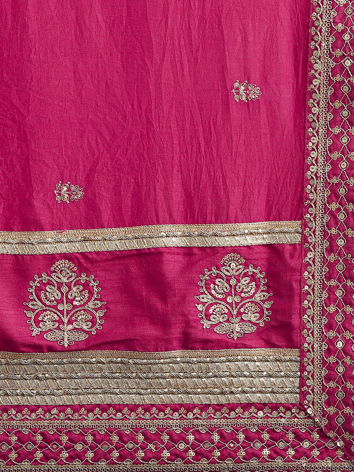 Pink Vichitra Silk saree – detail view 5