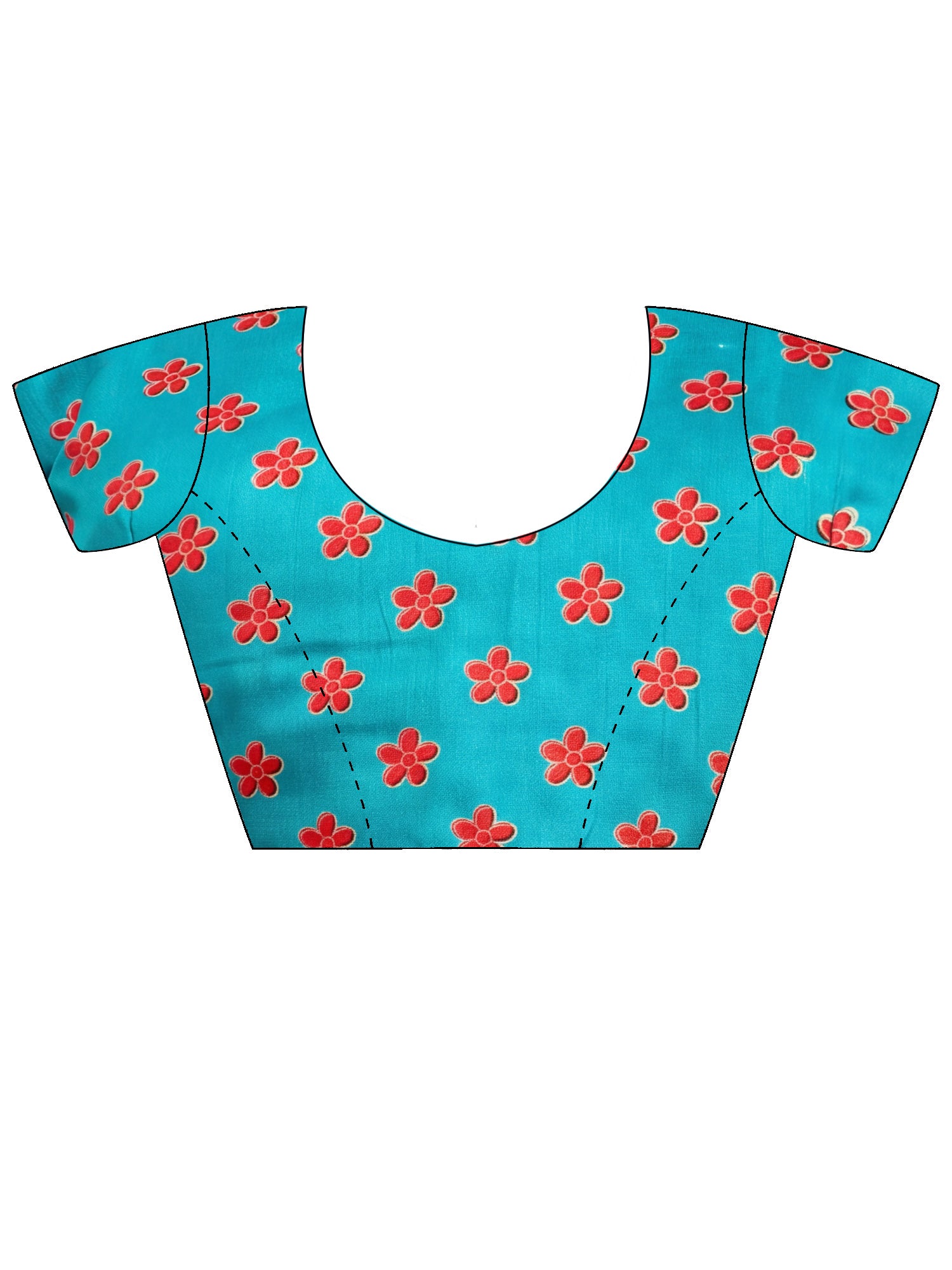 Unstitched light blue silk blend blouse piece with ethnic motif design