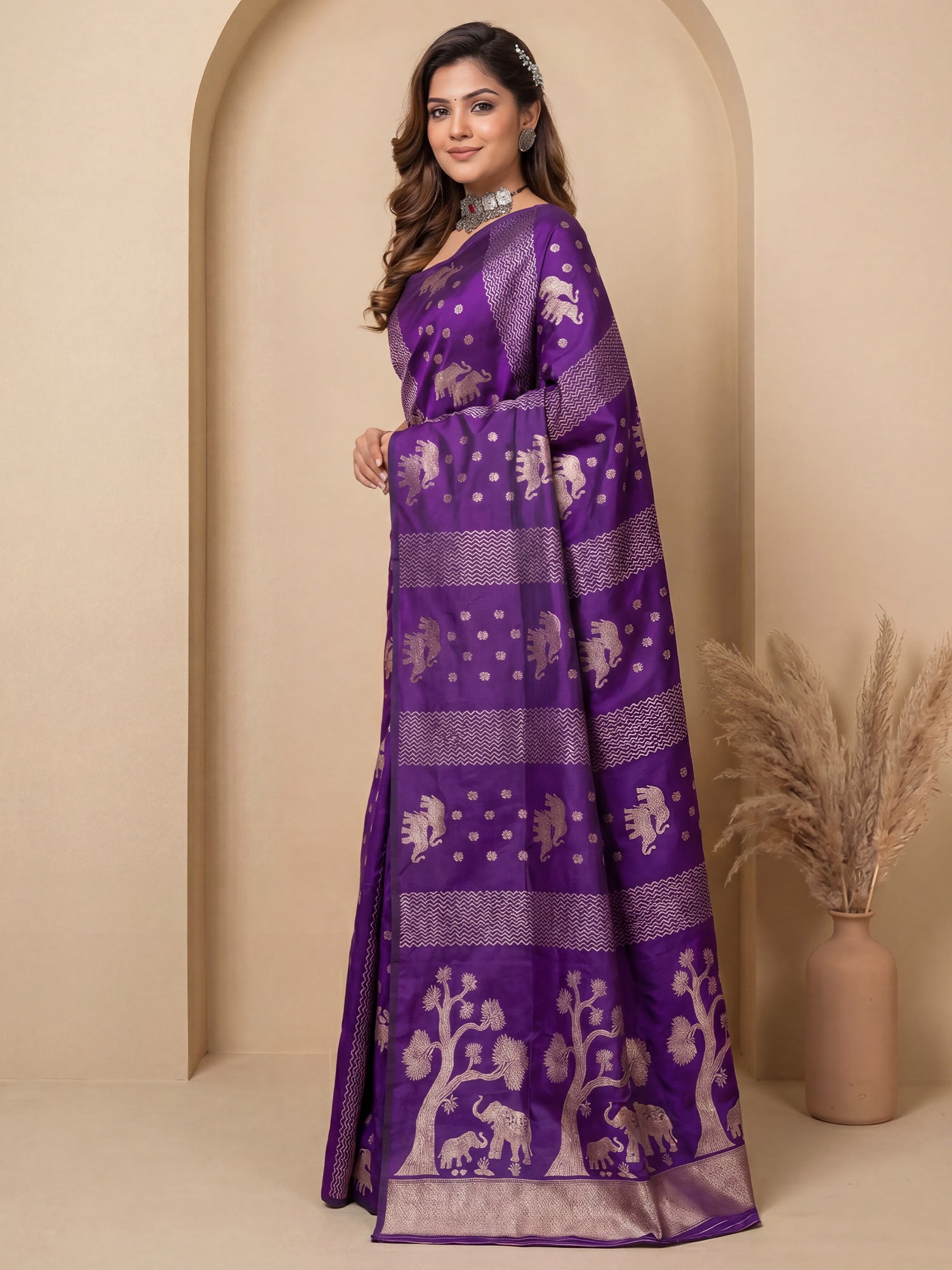Purple Silk Blend saree – detail view 2