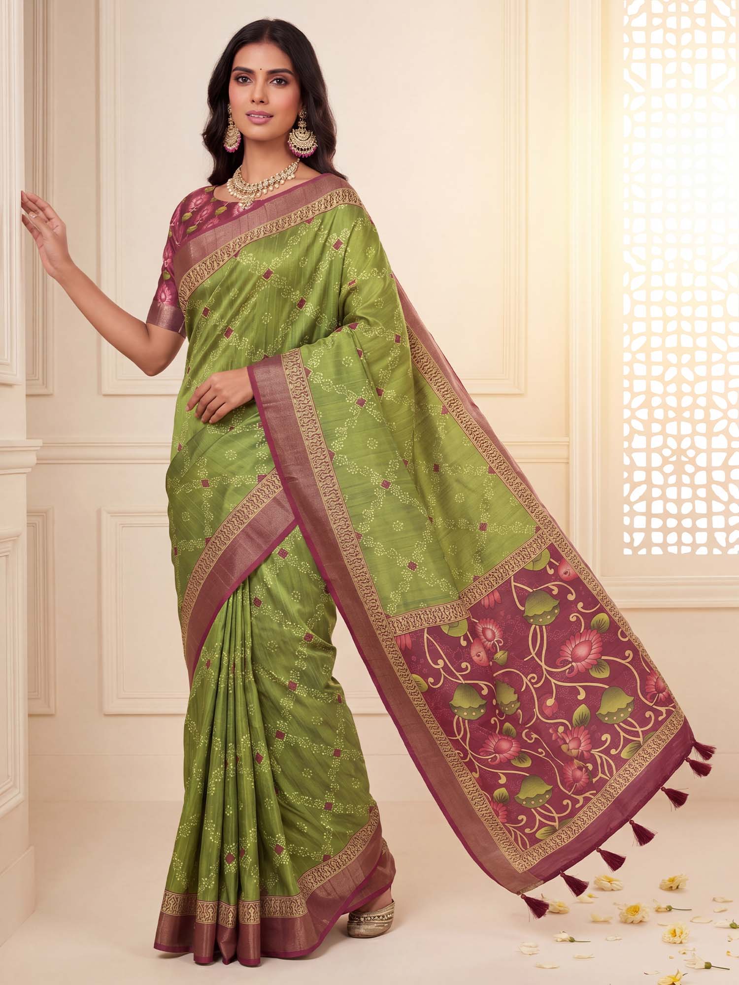 Light Green Silk Blend saree – detail view 3