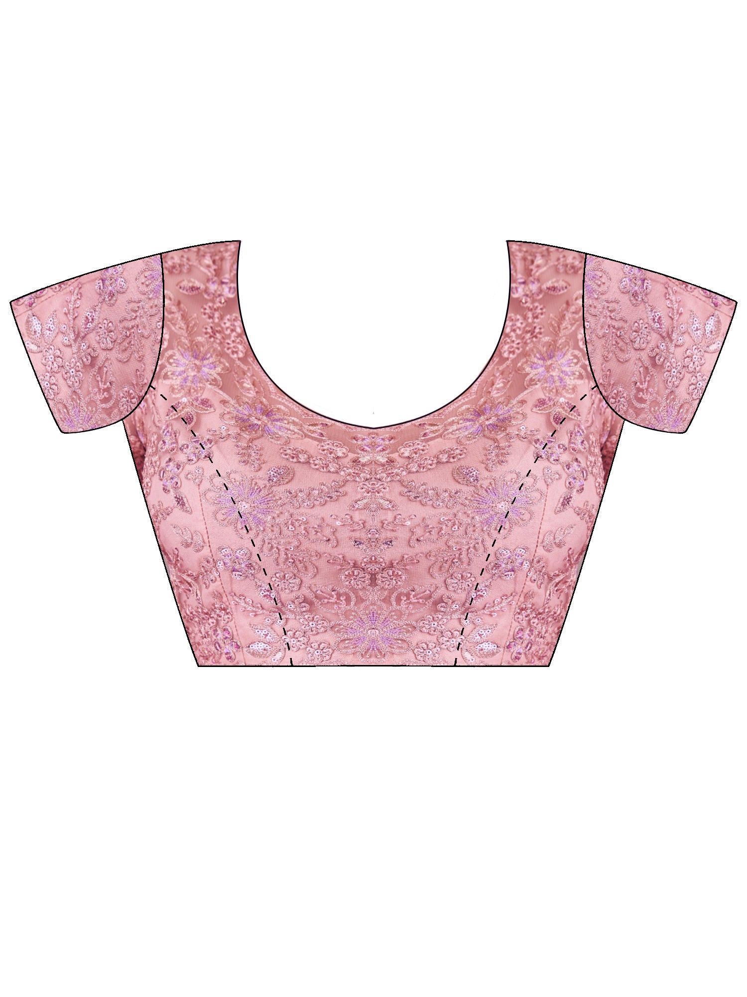 Unstitched rose gold tussar silk blouse piece with embellished design