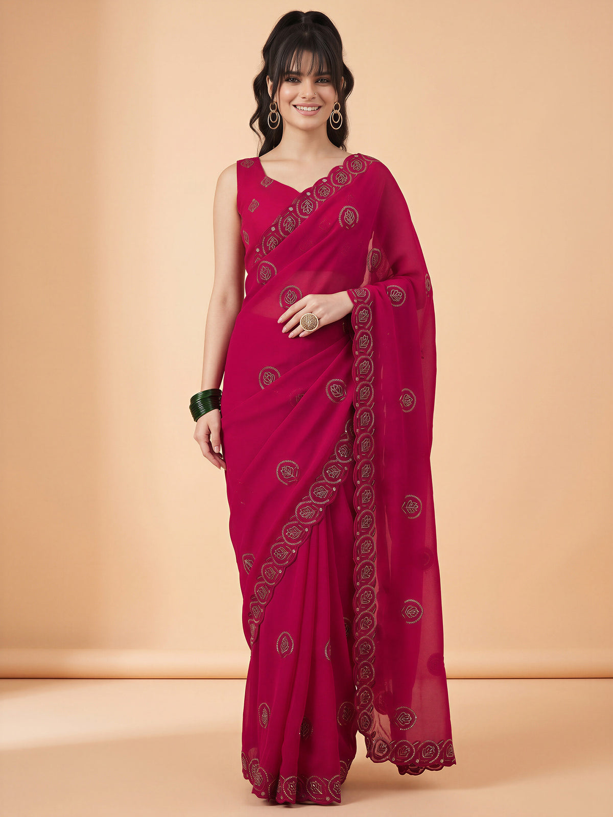 Pink Tissue saree – detail view 3