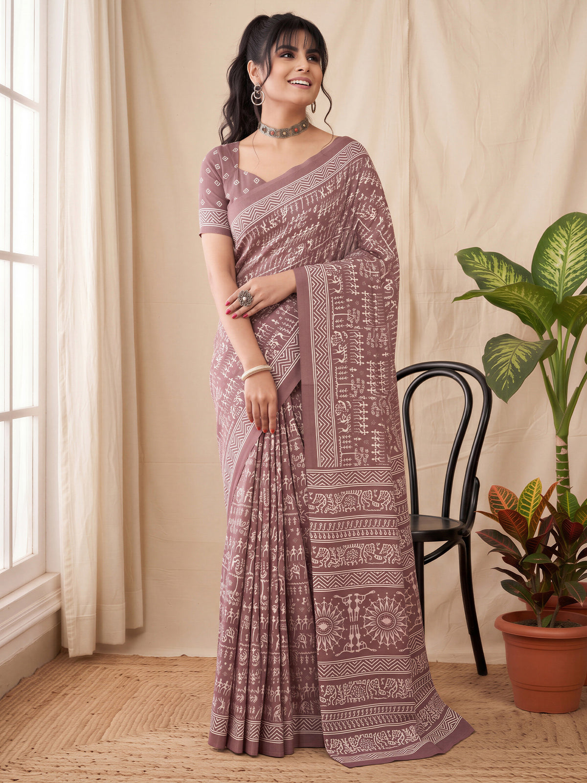 Mauve Dola Silk saree – detail view 3