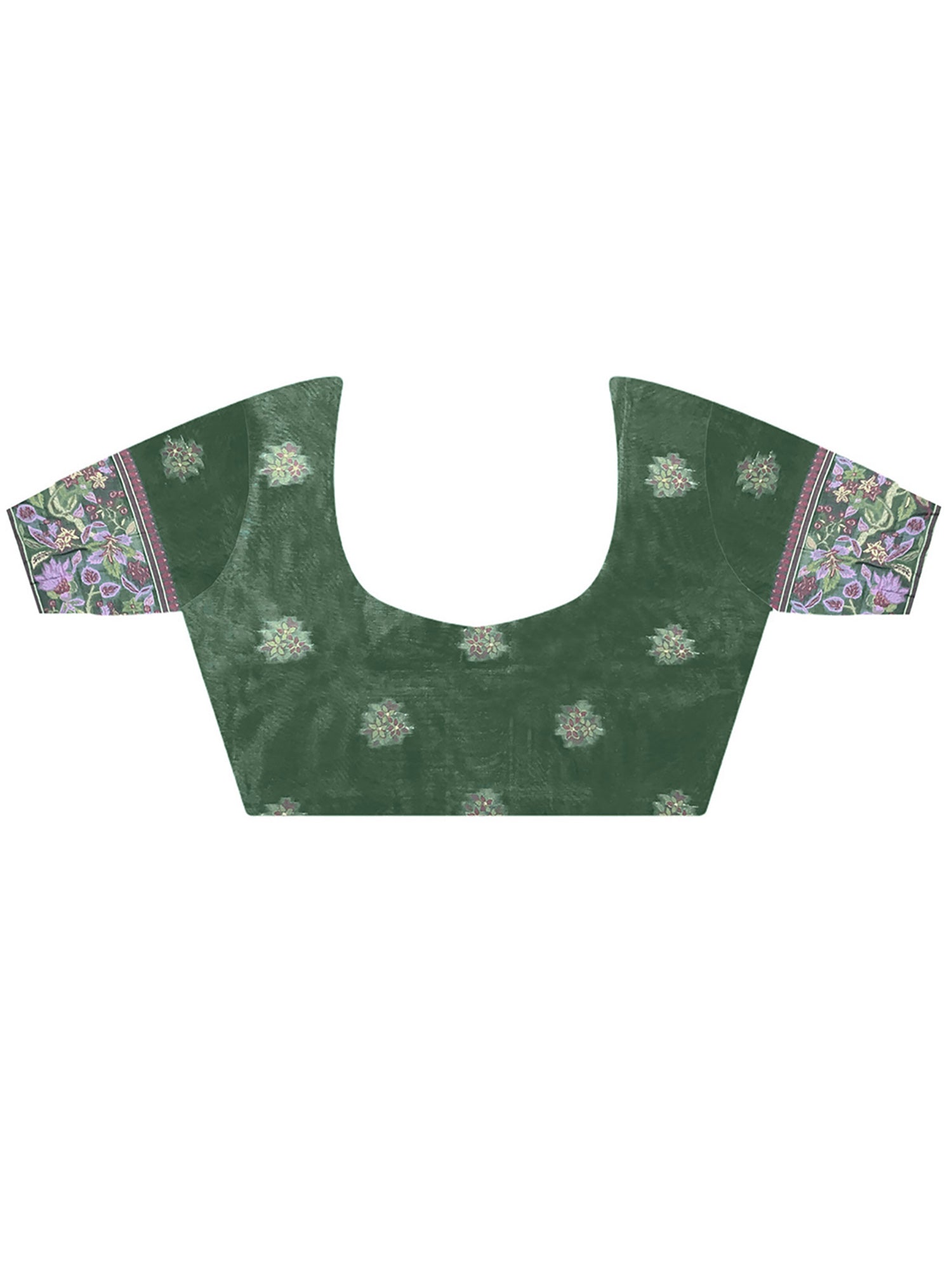 Unstitched teal green organza blouse piece with woven design design