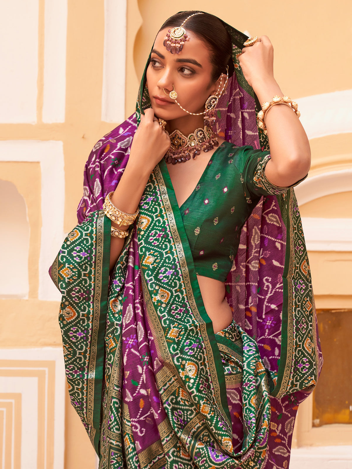 Purple Silk Blend saree – detail view 1